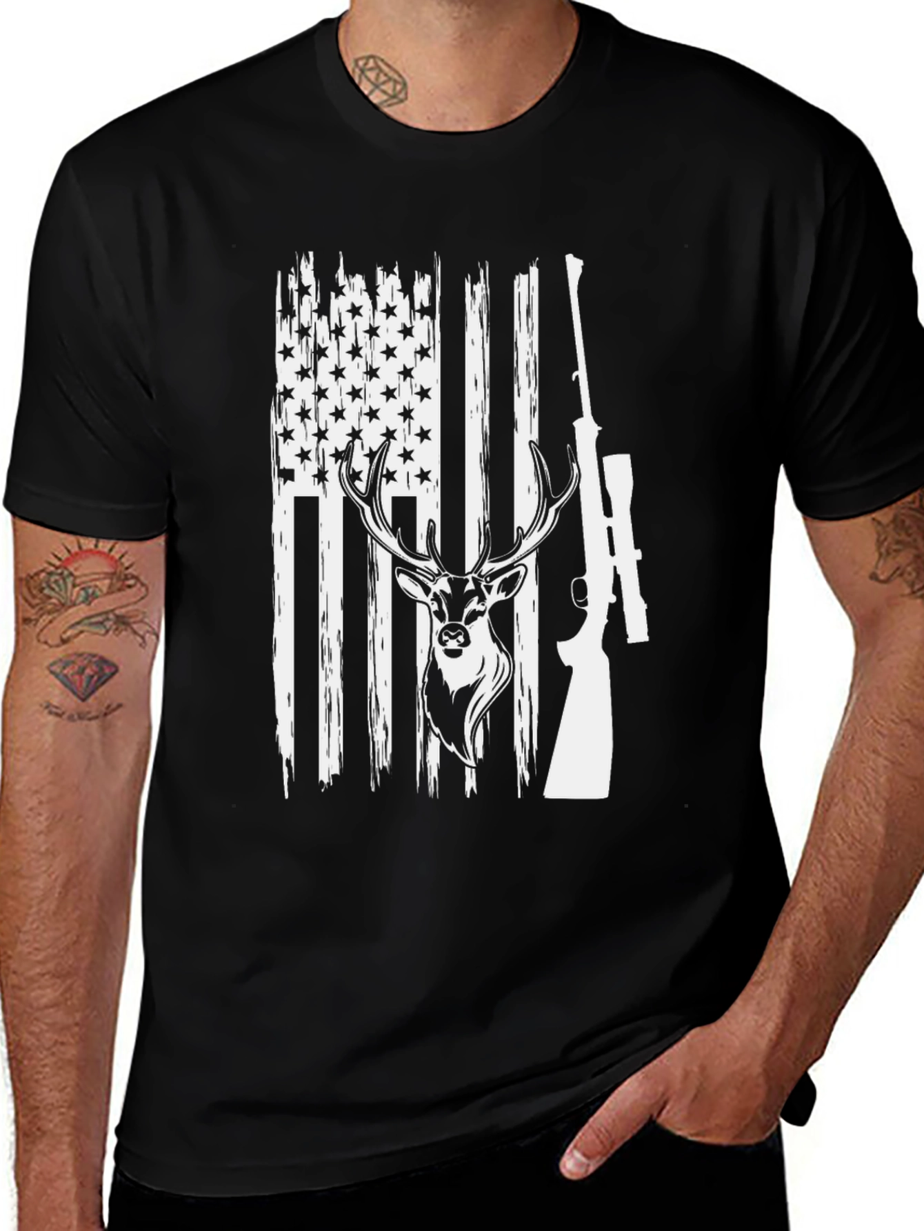 American Flag Deer Hunting T-Shirt