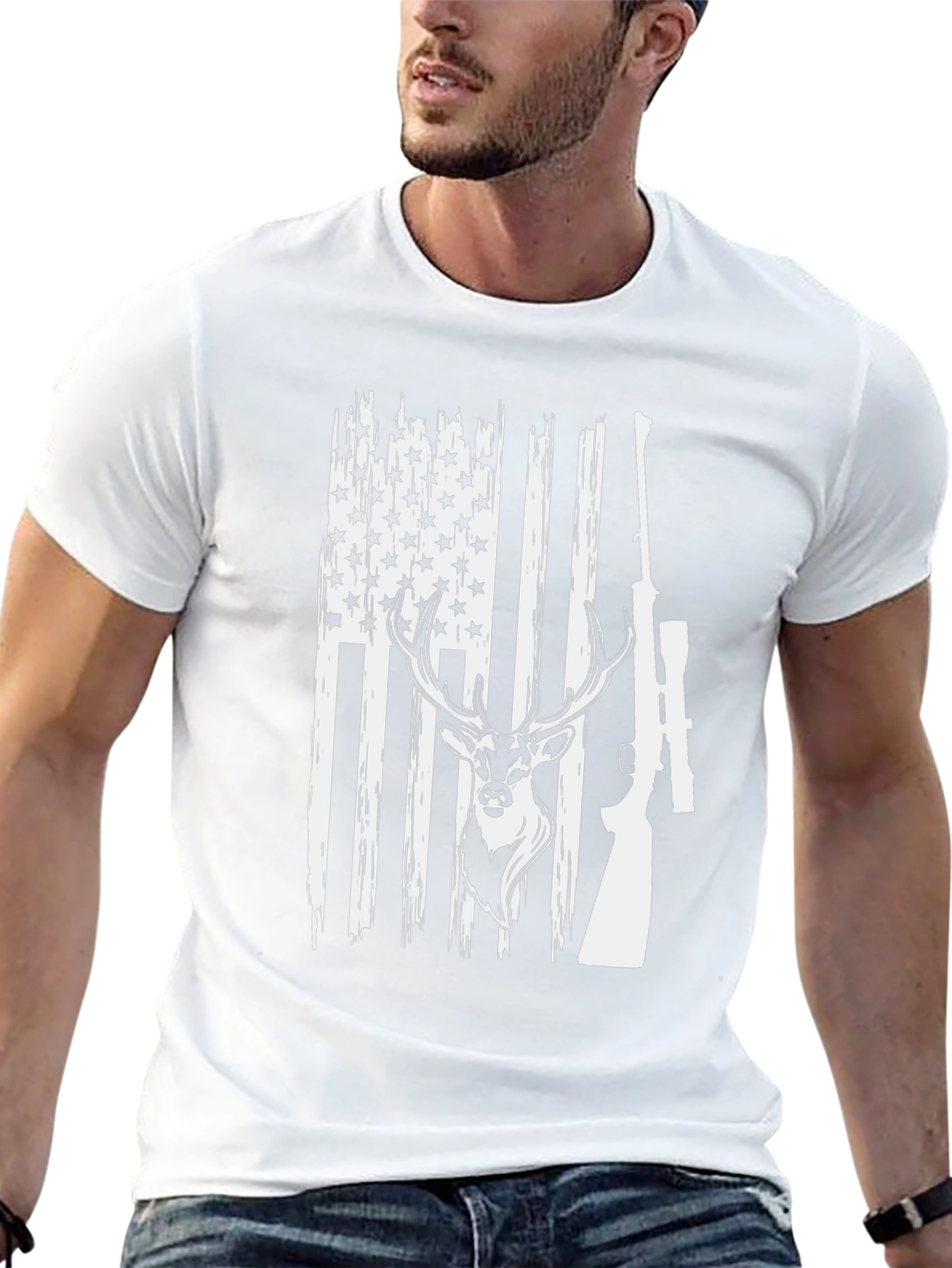 American Flag Deer Hunting T-Shirt