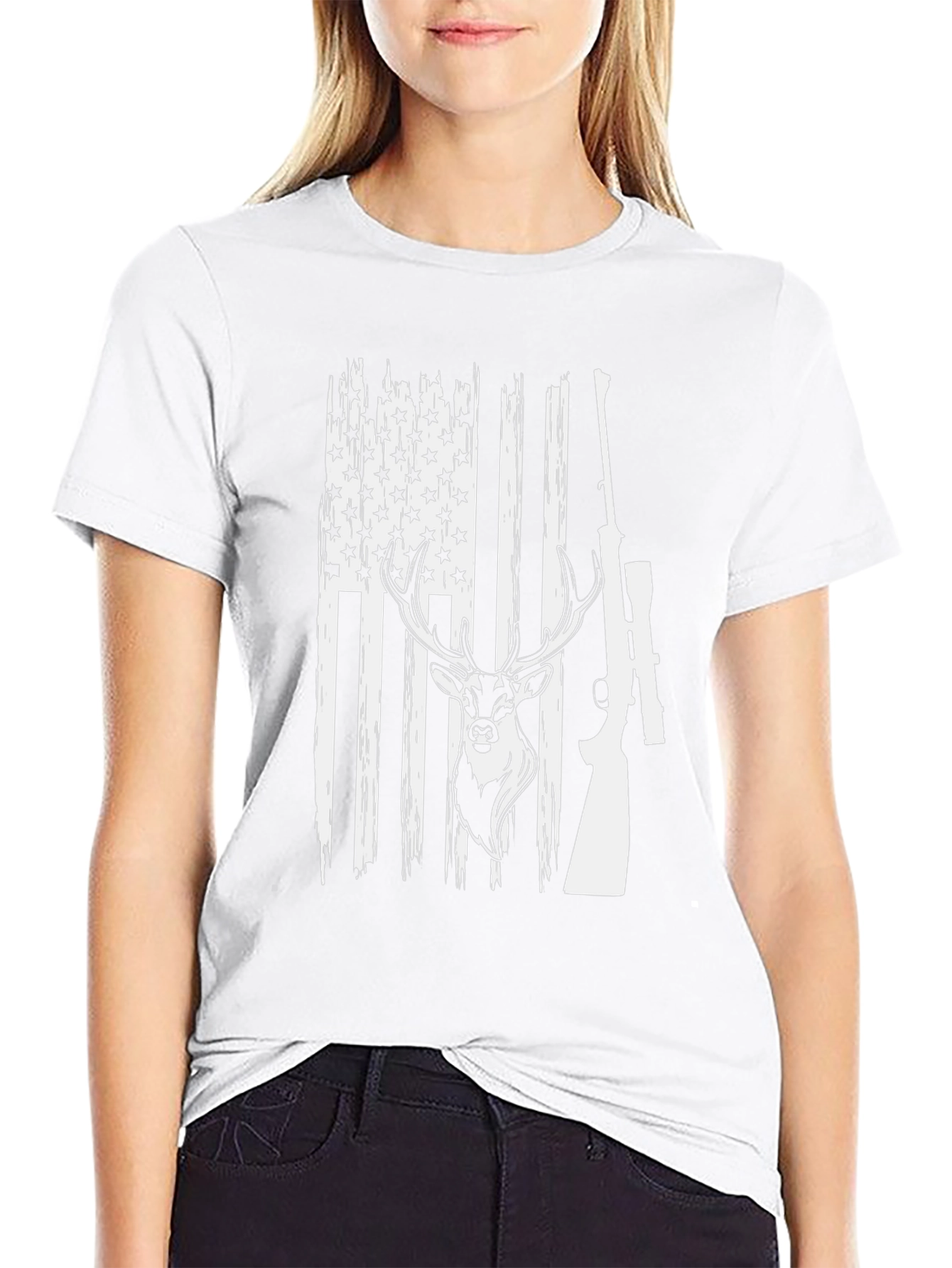 American Flag Deer Hunting T-Shirt
