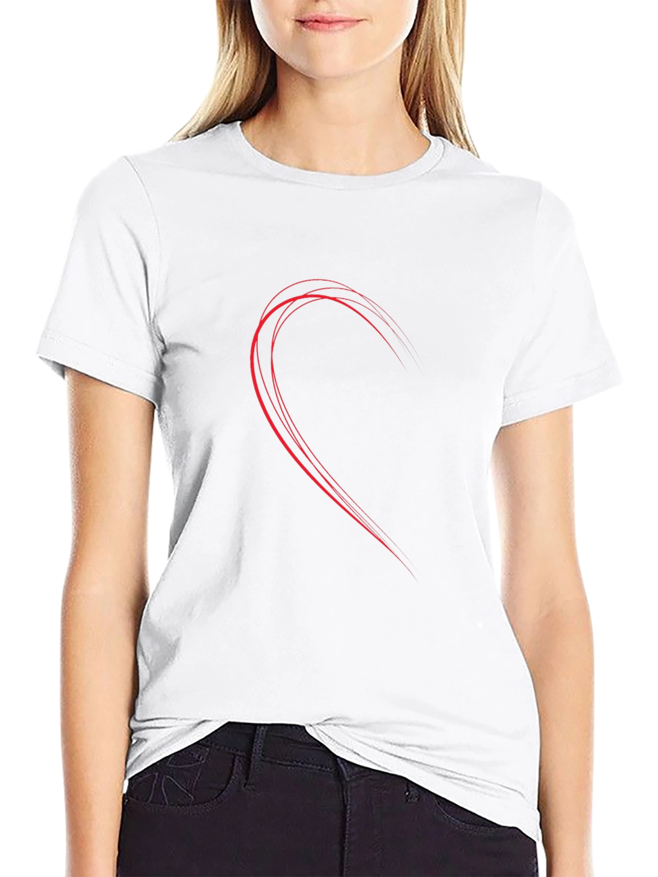 Half Heart Graphic Black T-Shirt