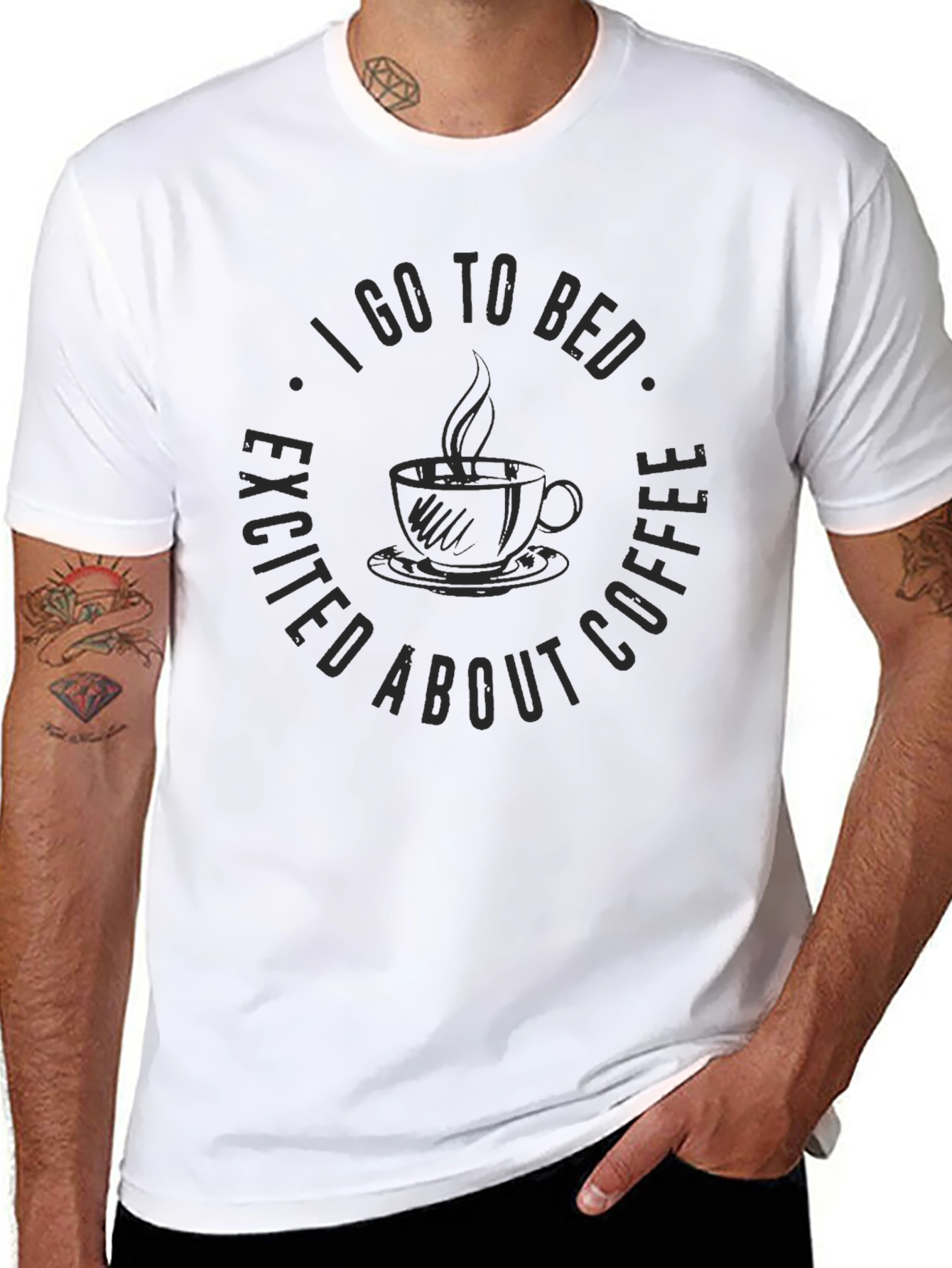 Excited About Coffee Black Graphic T-Shirt