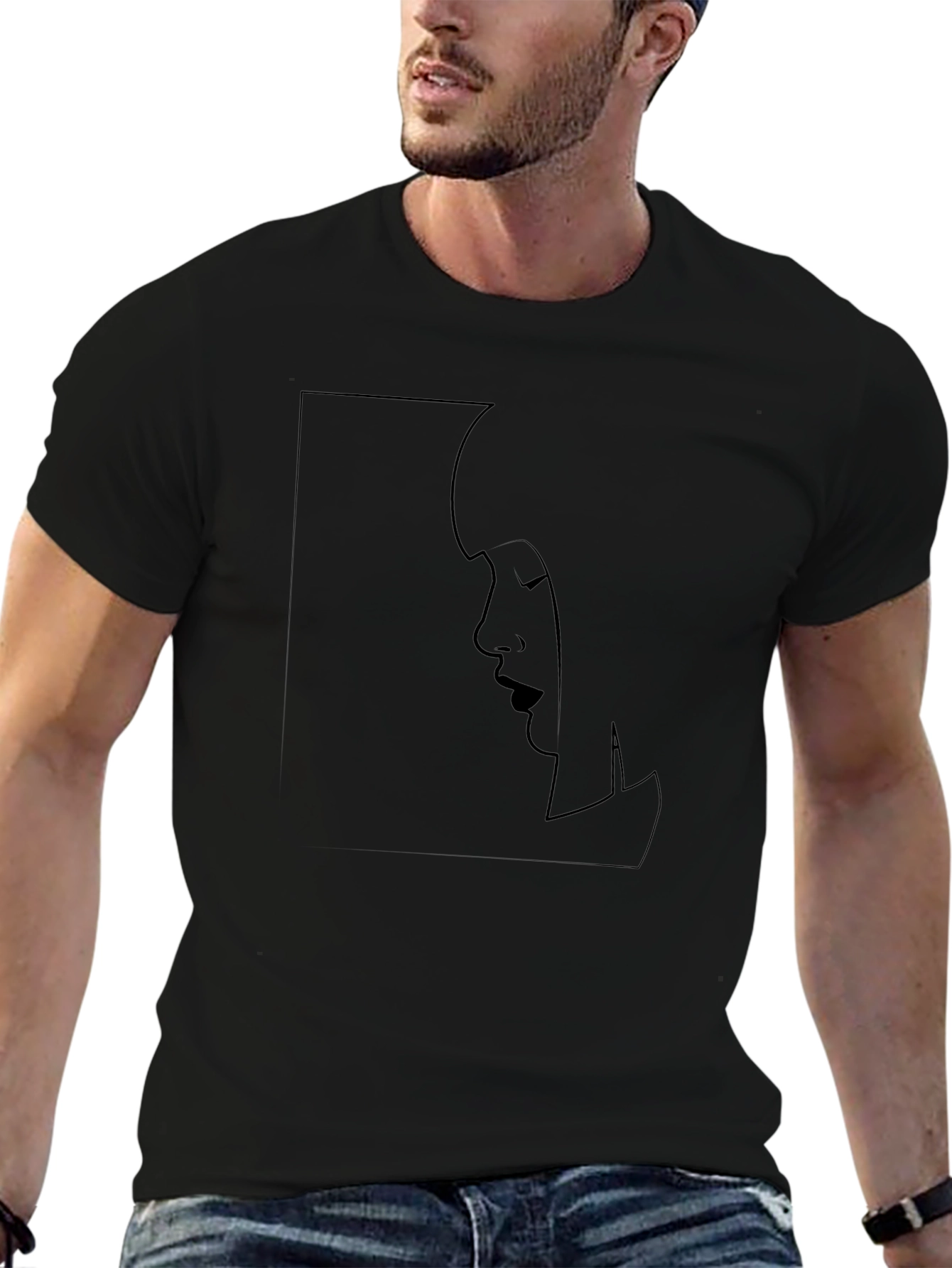 Modern Silhouette Graphic Black T-Shirt