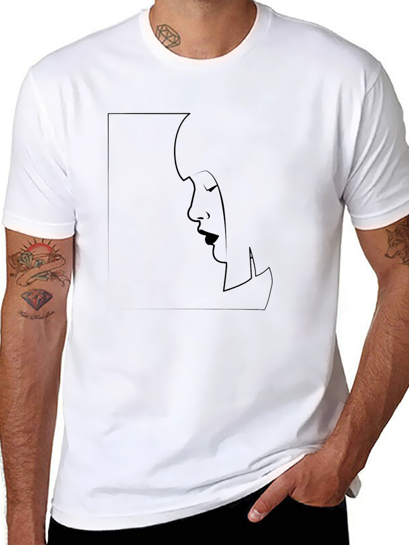 Modern Silhouette Graphic Black T-Shirt