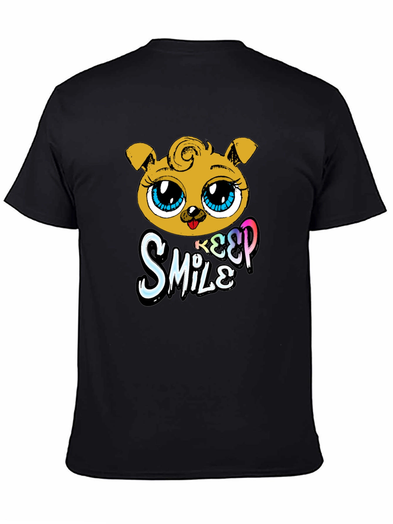 Cute Puppy Graphic Black T-Shirt