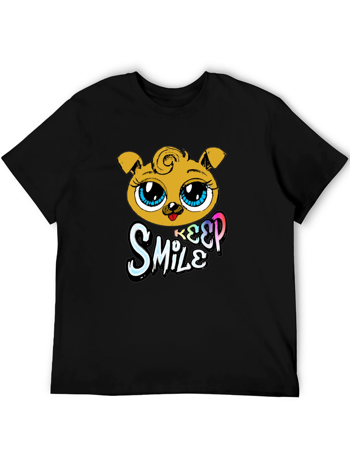 Cute Puppy Graphic Black T-Shirt