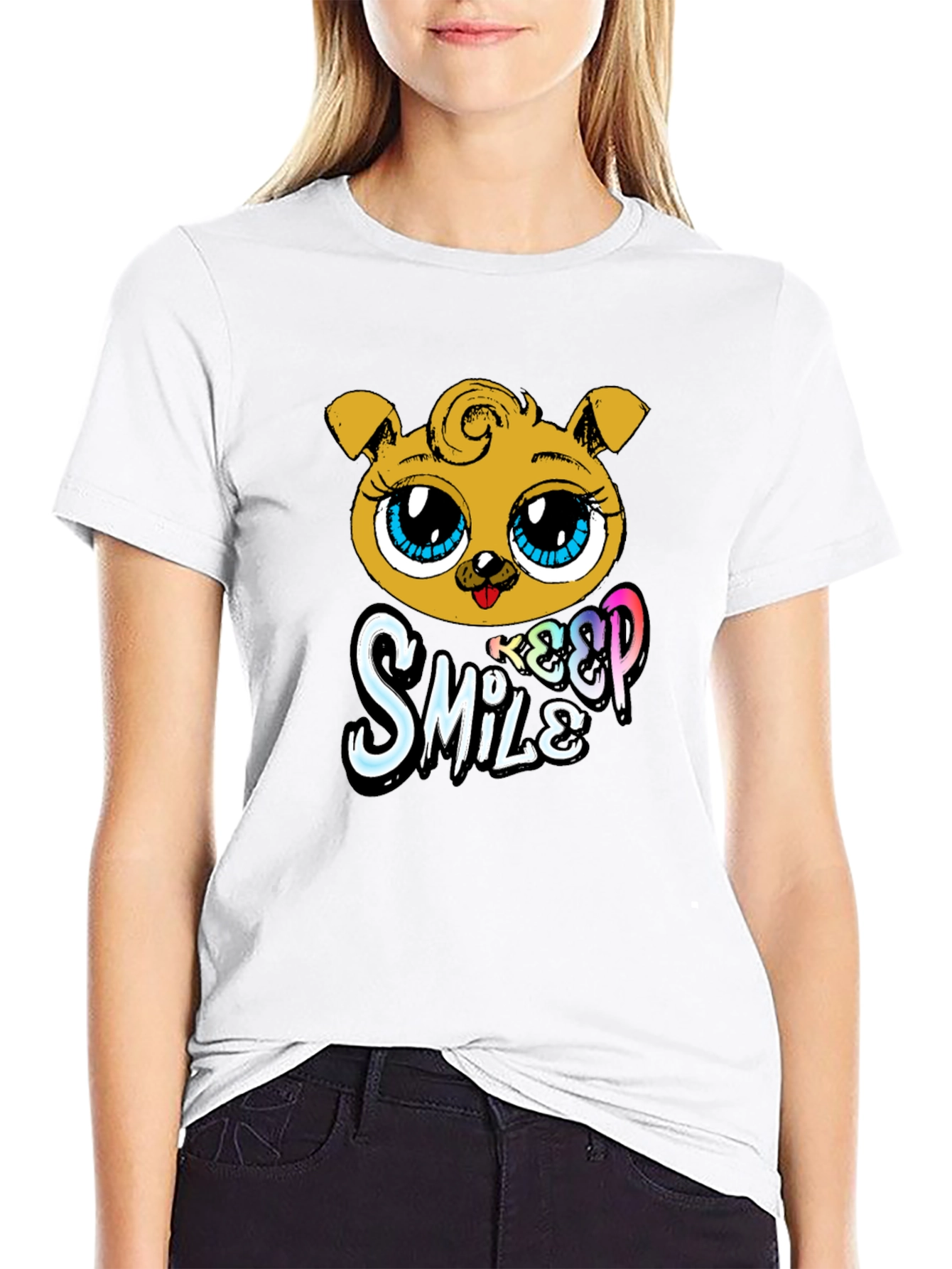 Cute Puppy Graphic Black T-Shirt