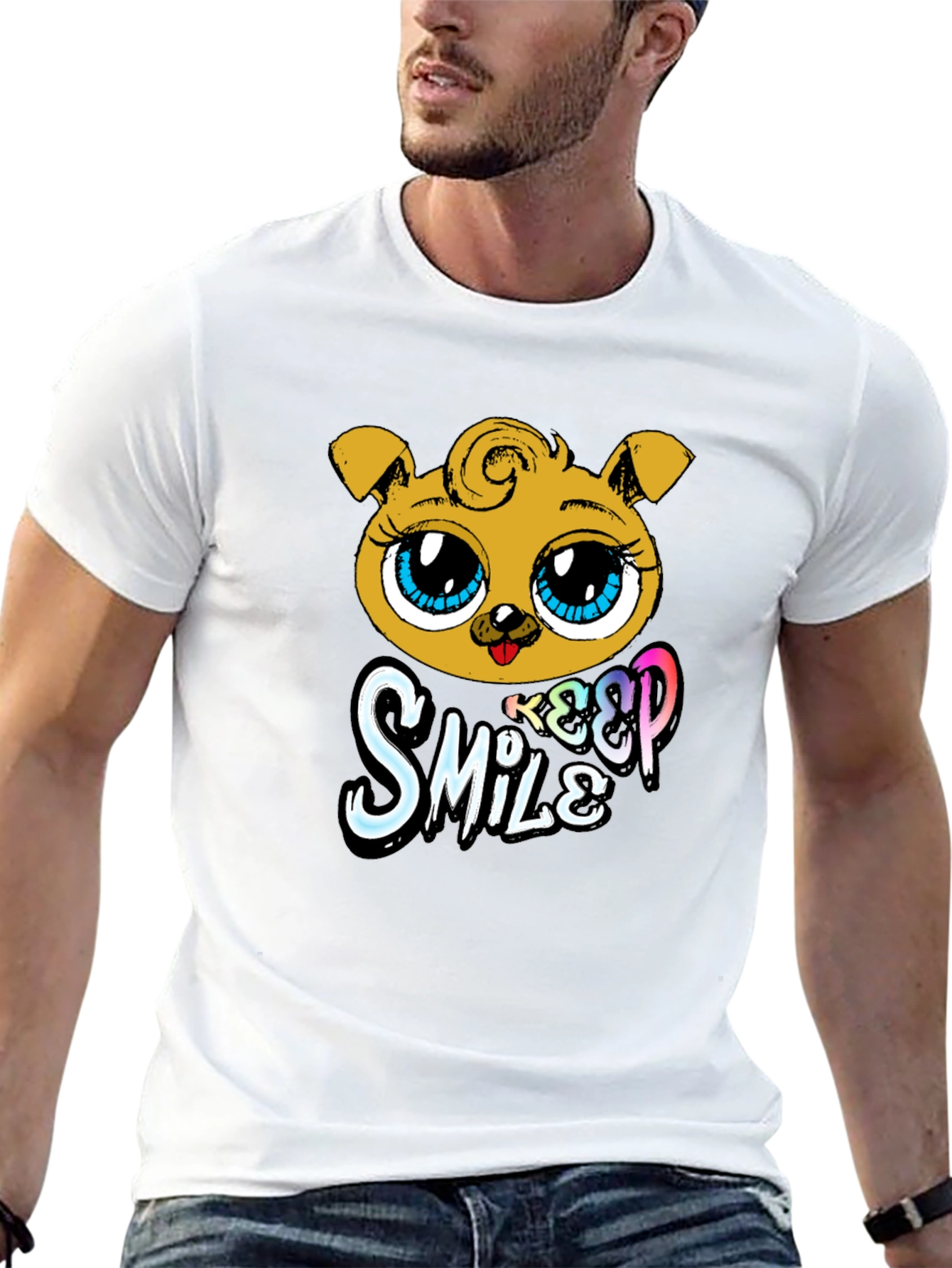Cute Puppy Graphic Black T-Shirt