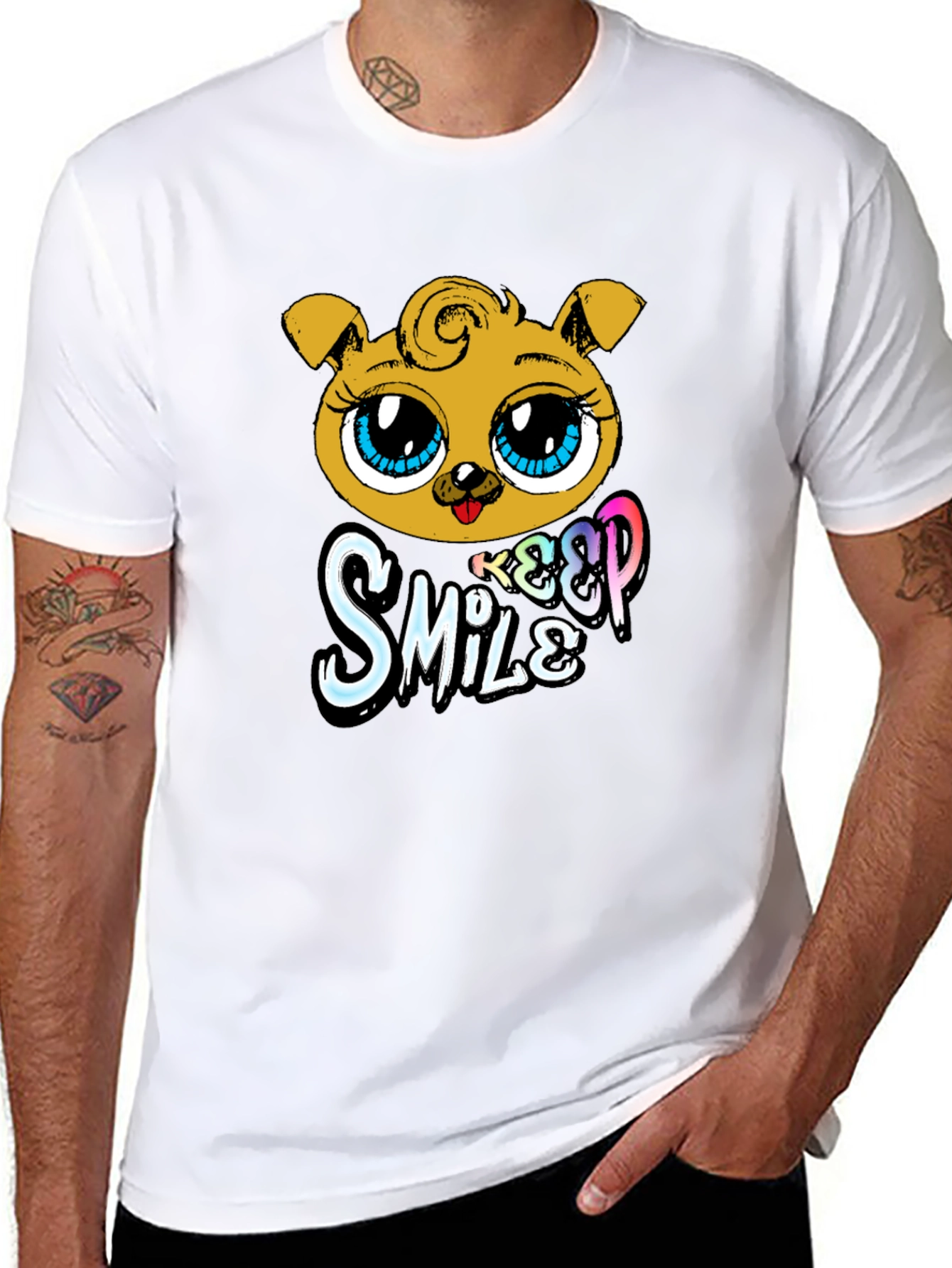 Cute Puppy Graphic Black T-Shirt