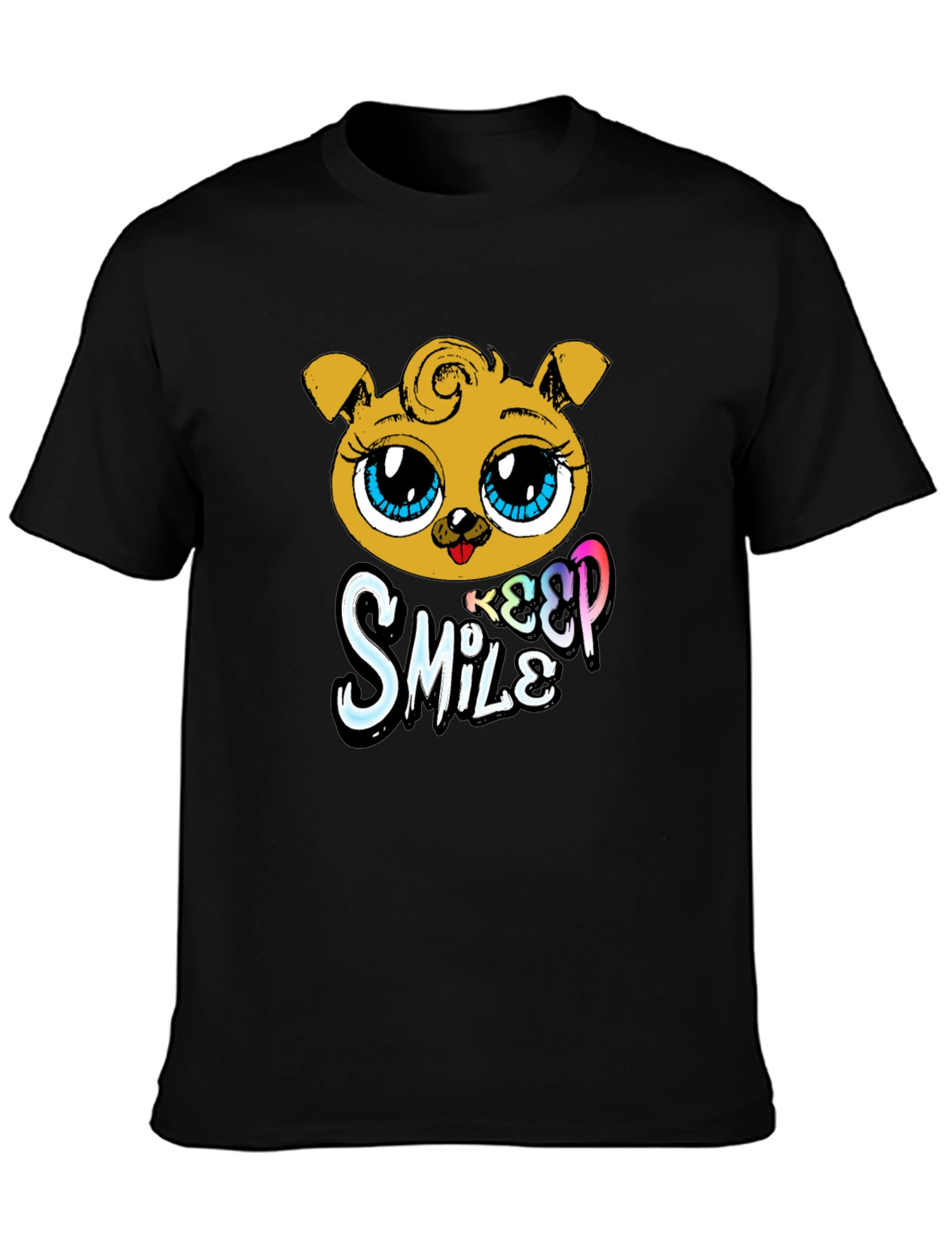 Cute Puppy Graphic Black T-Shirt