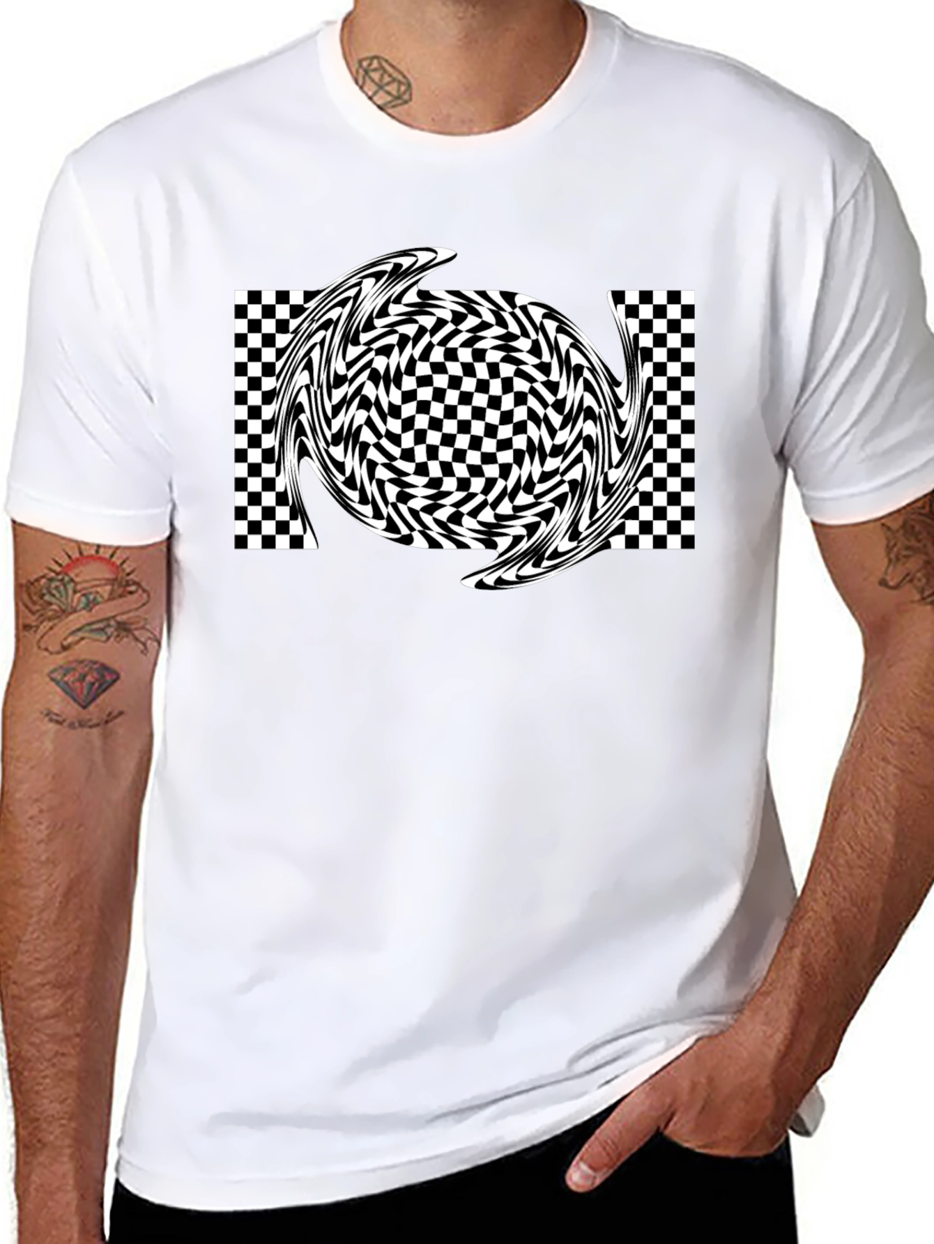 Optical Illusion Swirl Tee - Black