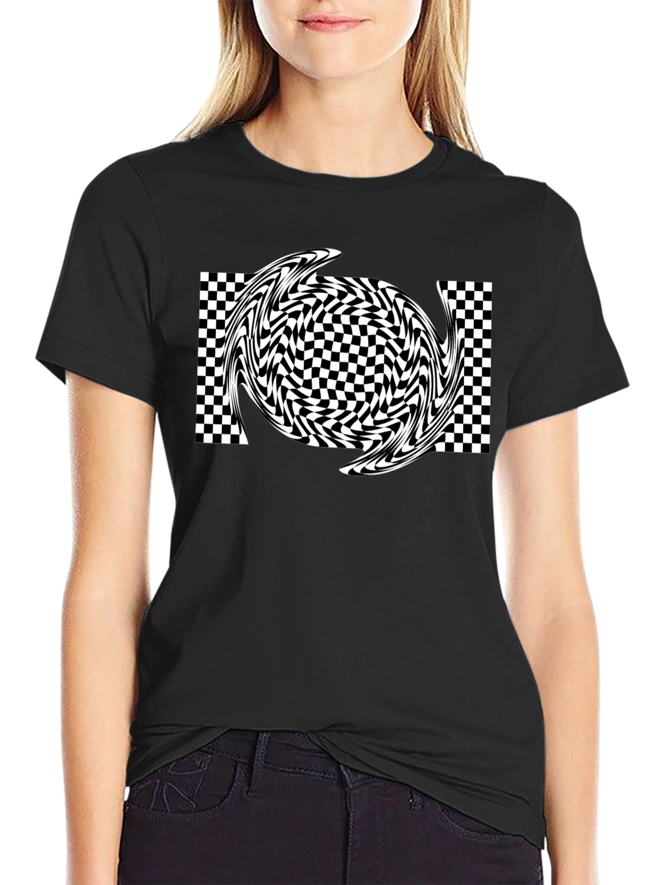 Optical Illusion Swirl Tee - Black