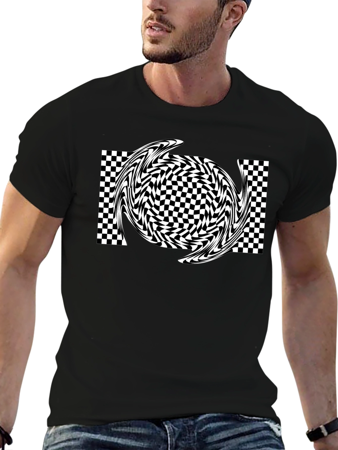 Optical Illusion Swirl Tee - Black