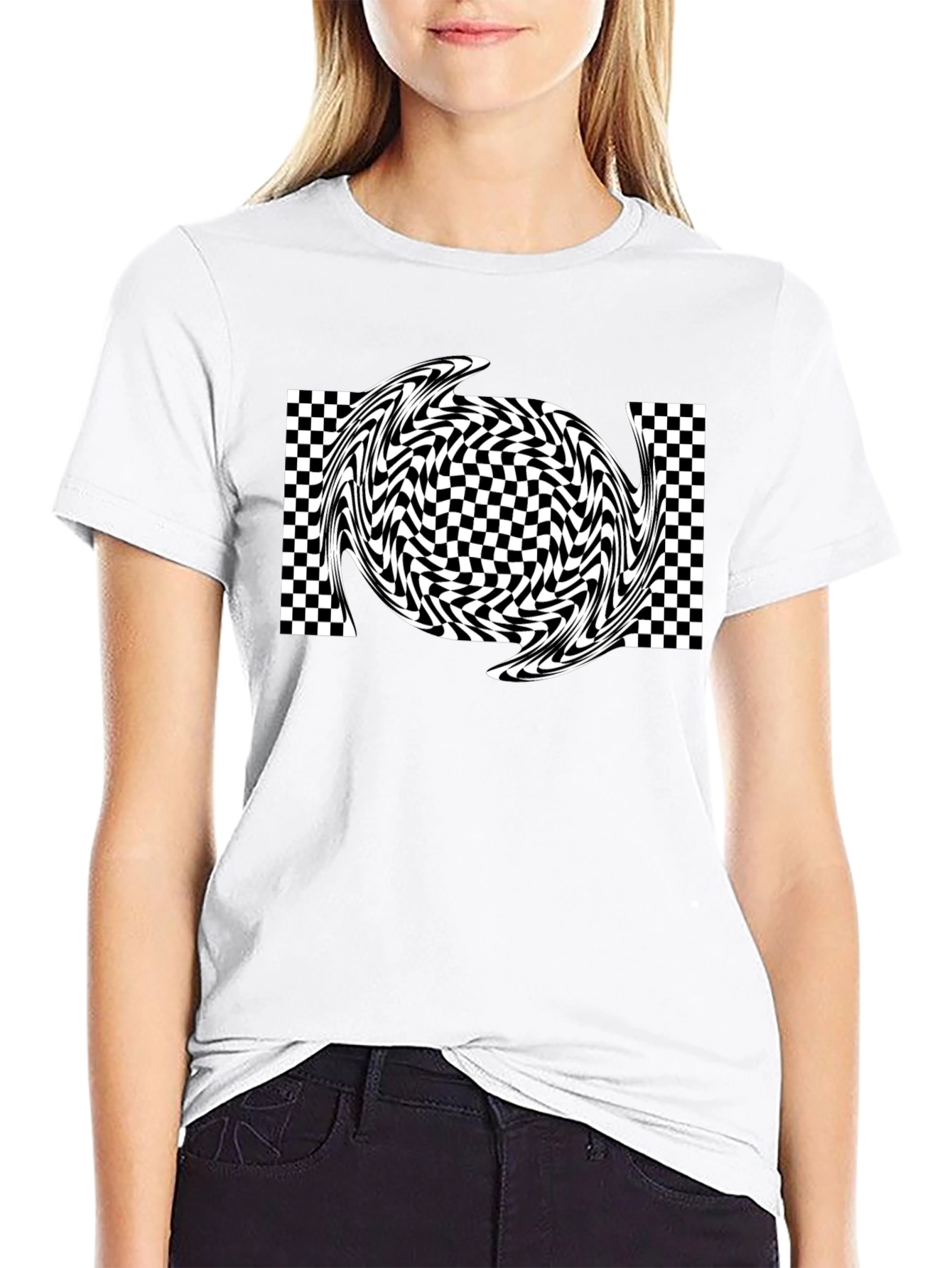 Optical Illusion Swirl Tee - Black
