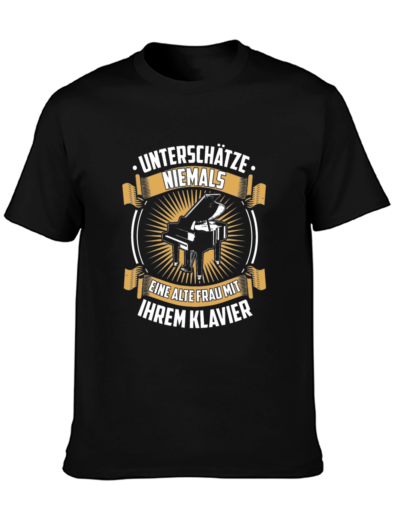 Never Underestimate Old Lady Piano T-Shirt