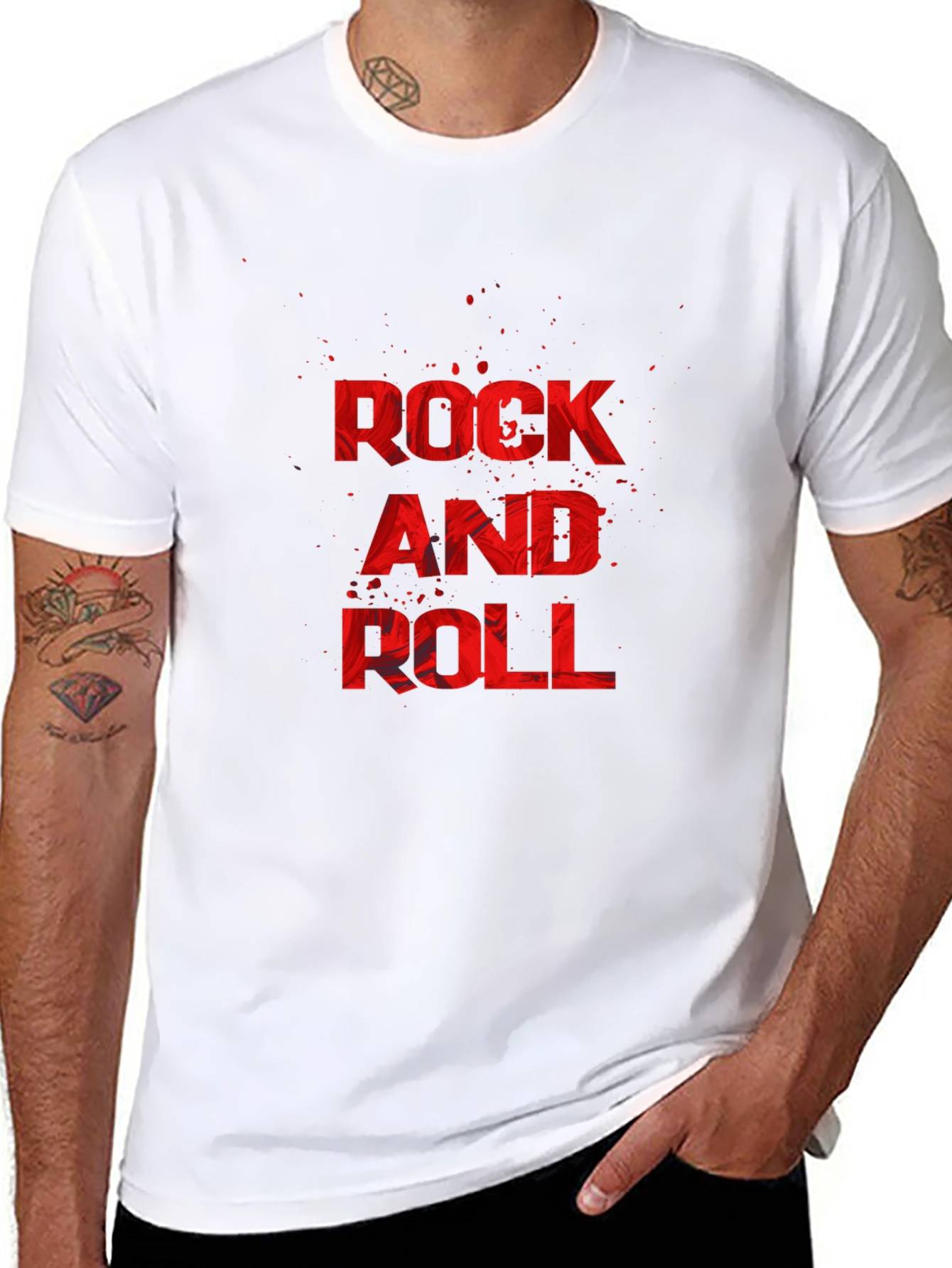 Rock and Roll Graphic Tee - Black Cotton T-Shirt