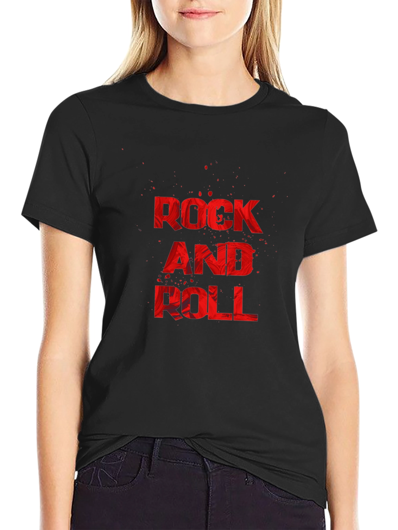 Rock and Roll Graphic Tee - Black Cotton T-Shirt