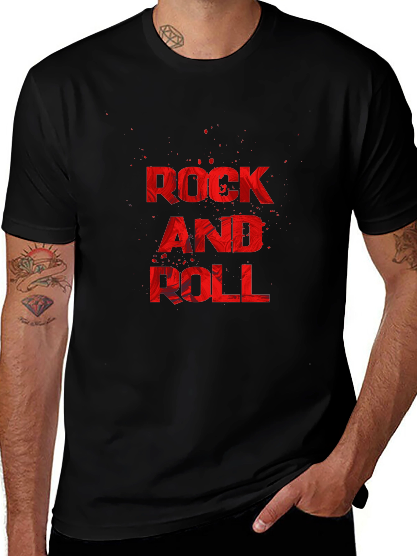 Rock and Roll Graphic Tee - Black Cotton T-Shirt