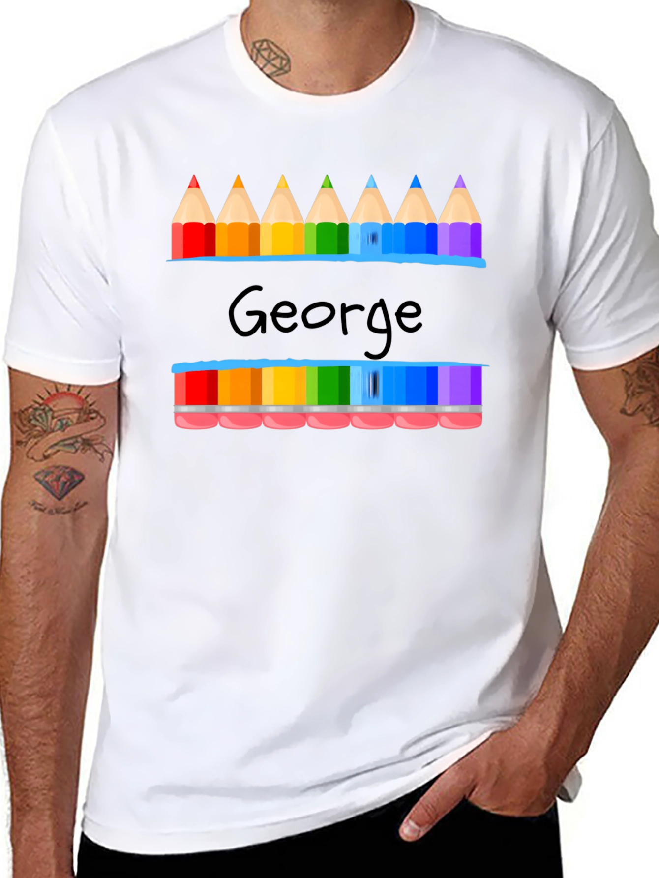 George Pencil Rainbow Graphic T-Shirt