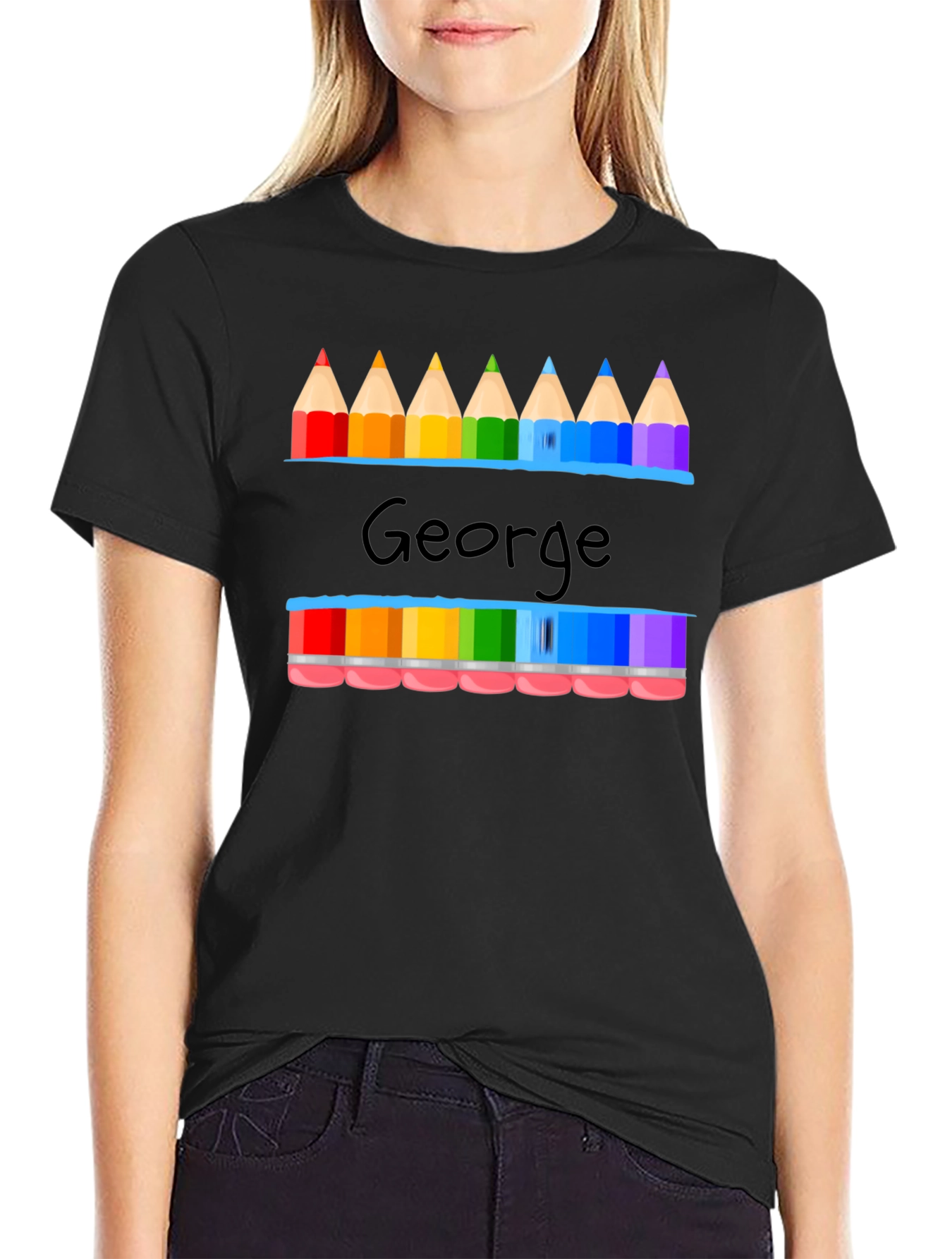 George Pencil Rainbow Graphic T-Shirt