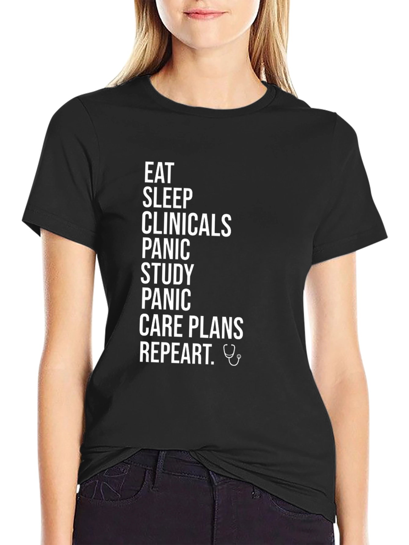 Eat Sleep Clinicals Repeat Black T-Shirt