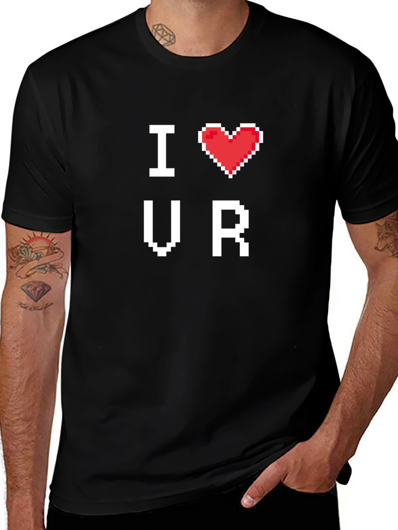 I Heart VR Pixel Art Black T-Shirt