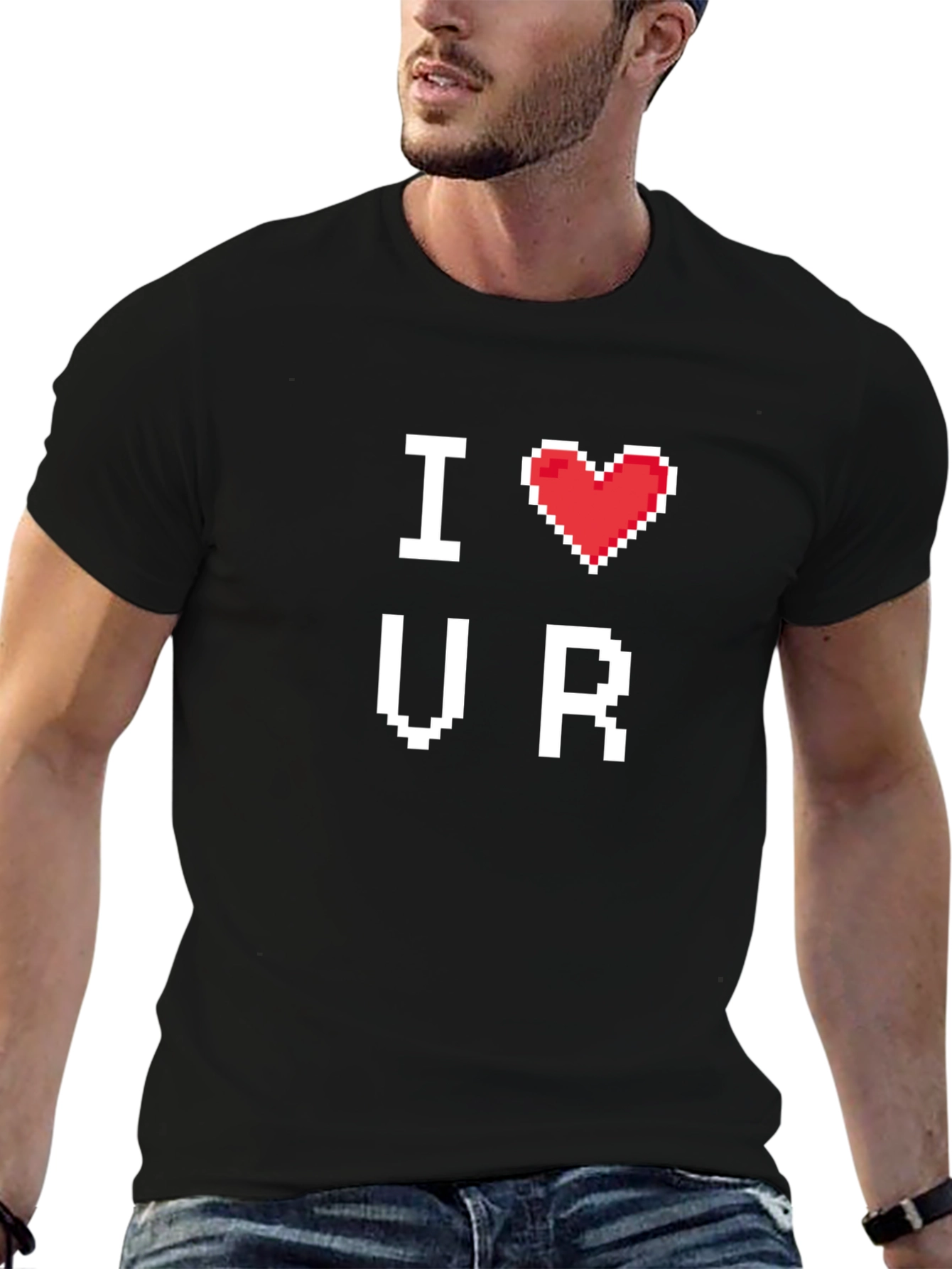I Heart VR Pixel Art Black T-Shirt