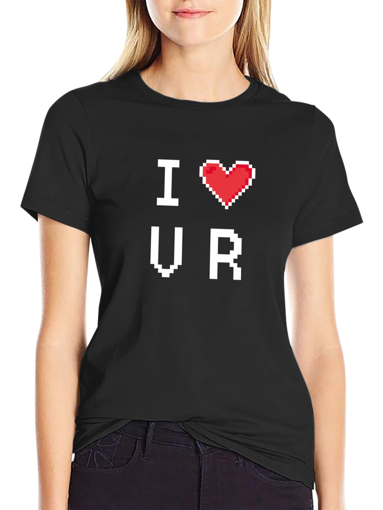 I Heart VR Pixel Art Black T-Shirt