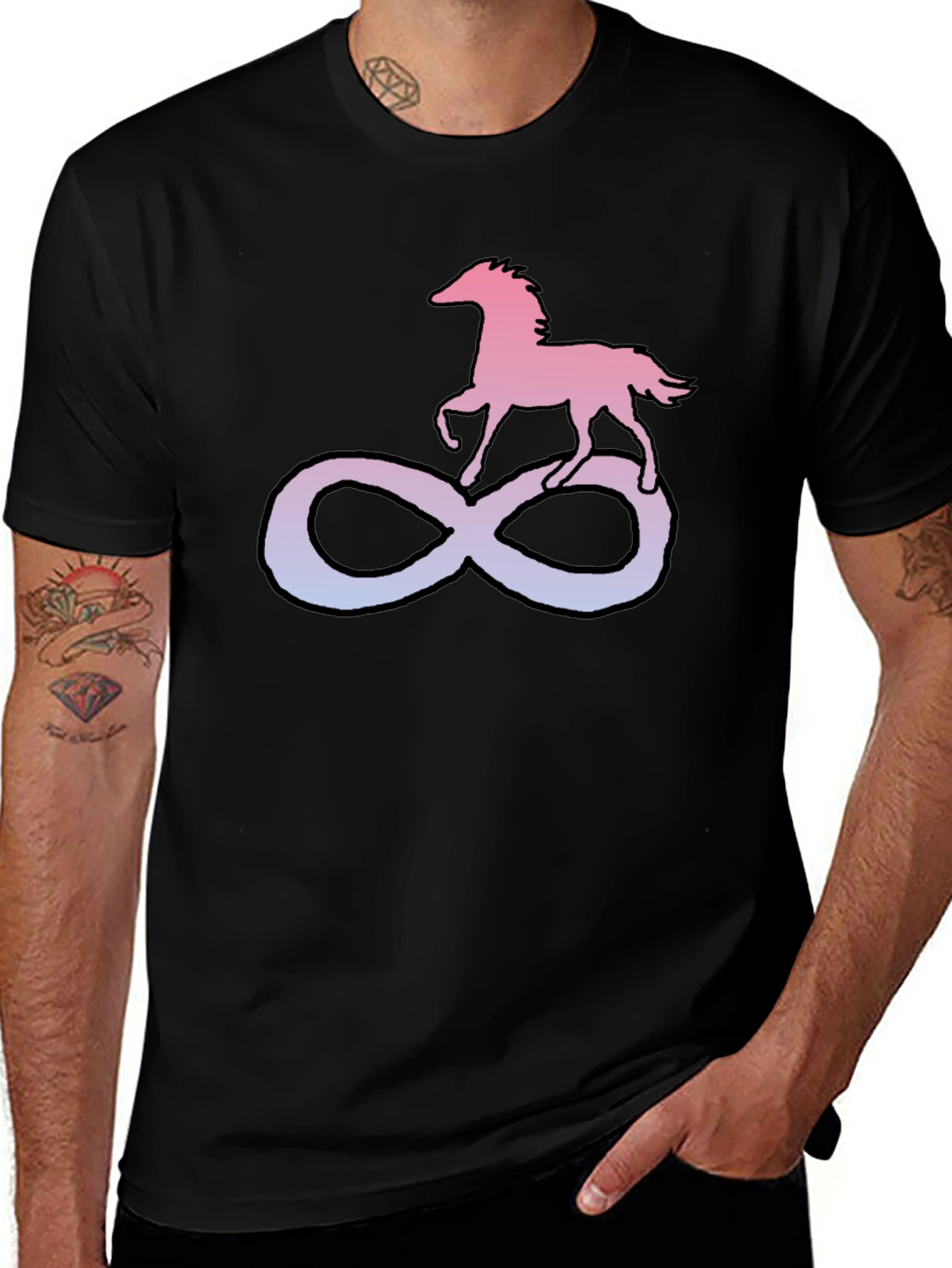 Horse Infinity Symbol Graphic Tee - Black