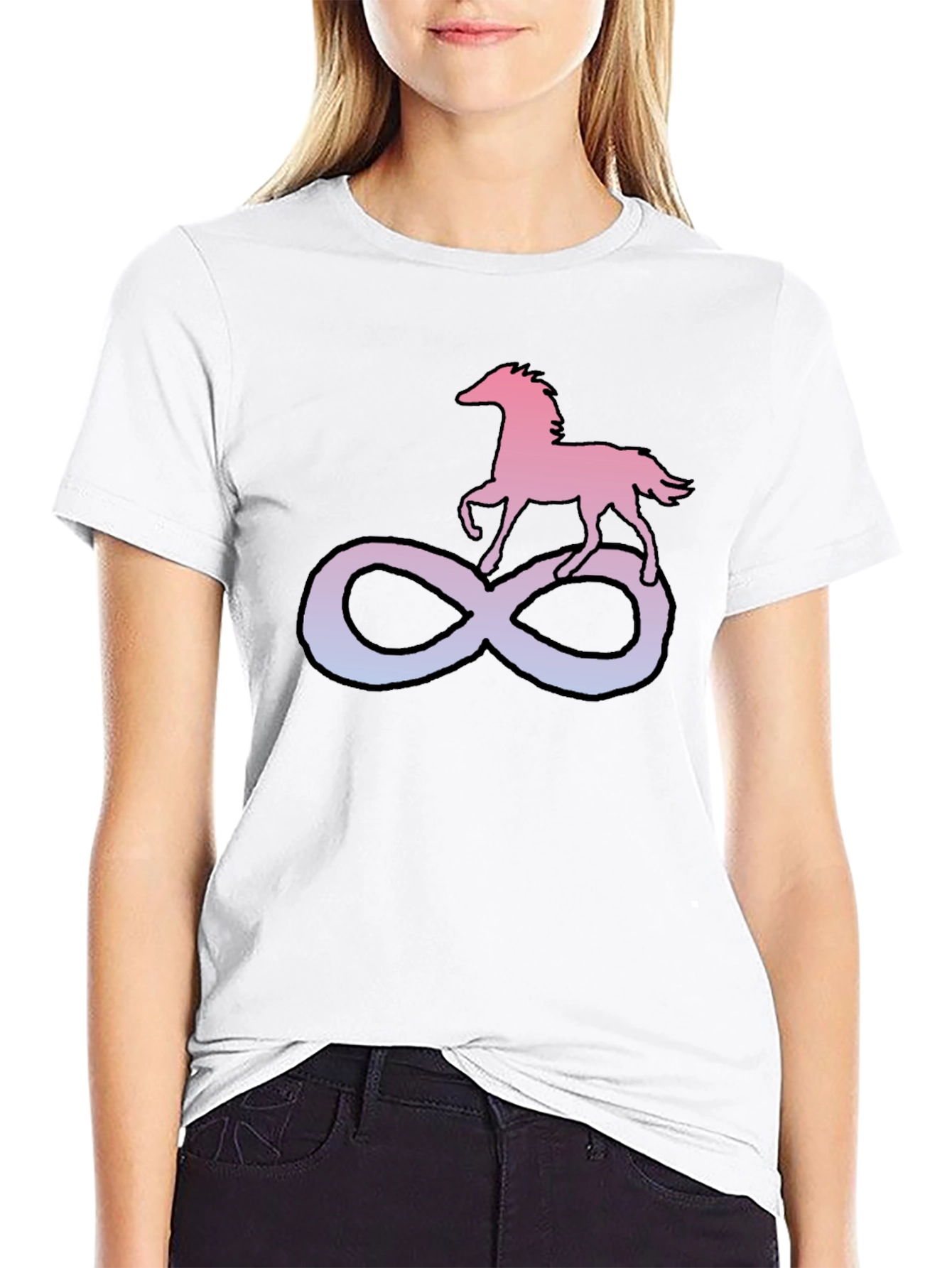 Horse Infinity Symbol Graphic Tee - Black