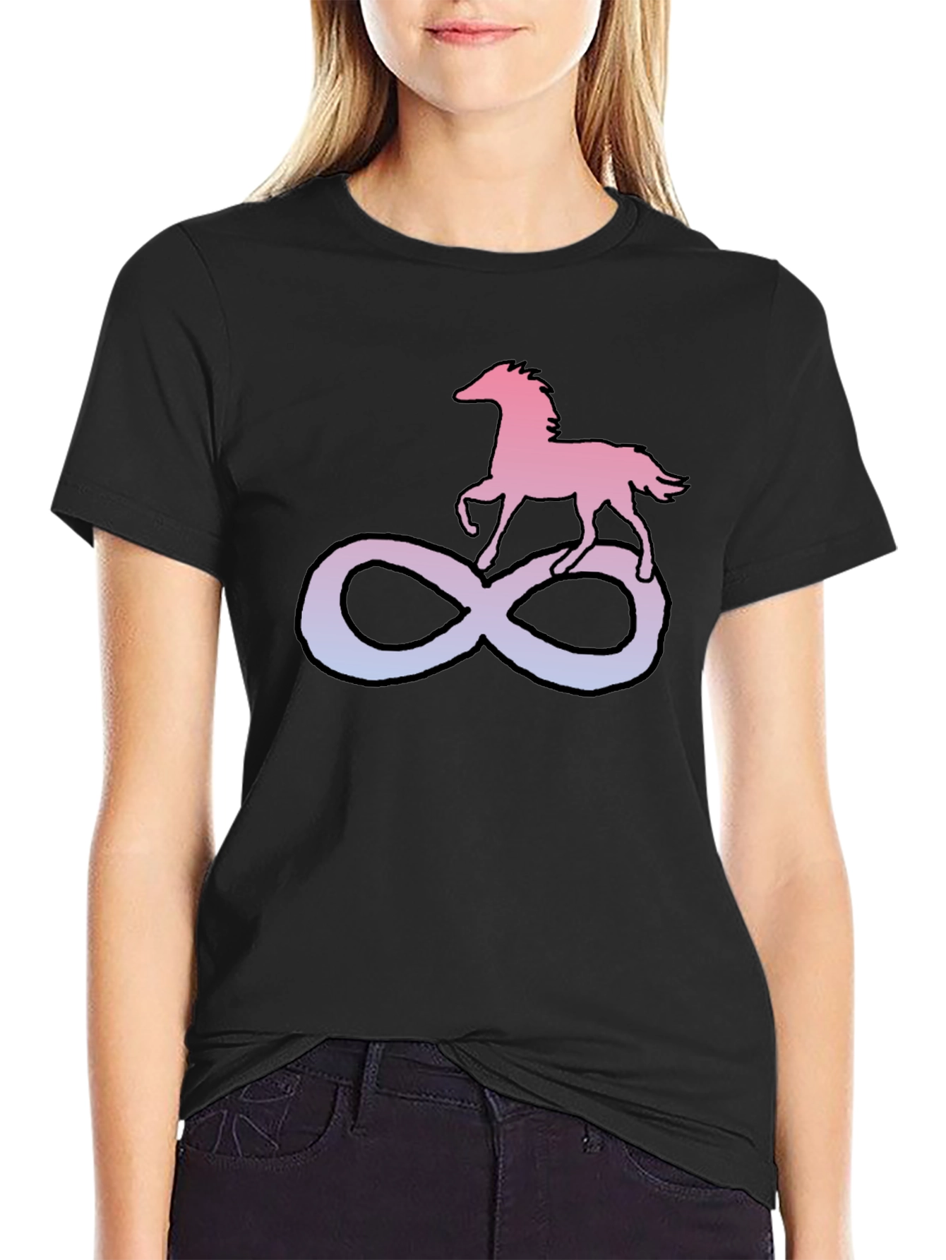 Horse Infinity Symbol Graphic Tee - Black