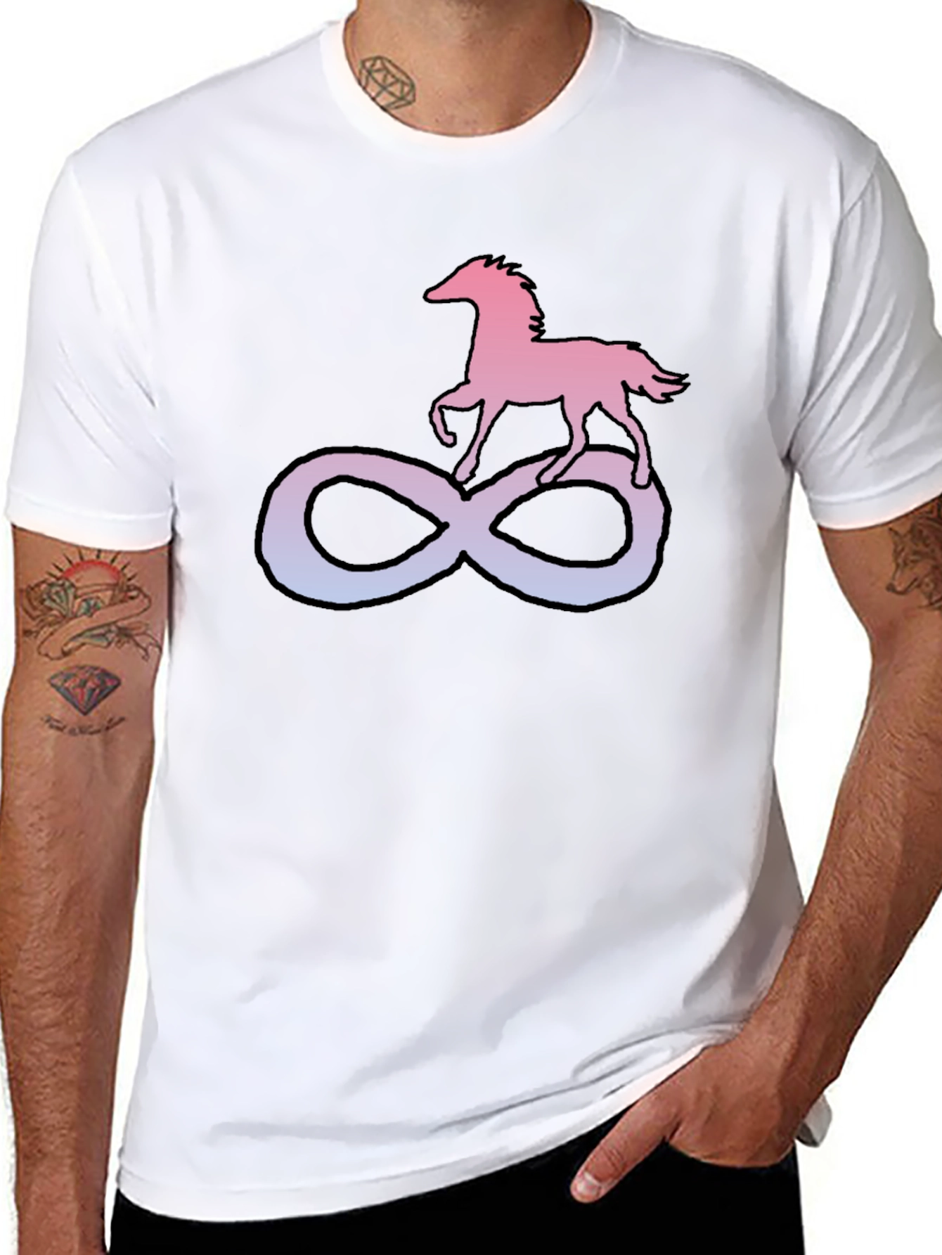 Horse Infinity Symbol Graphic Tee - Black