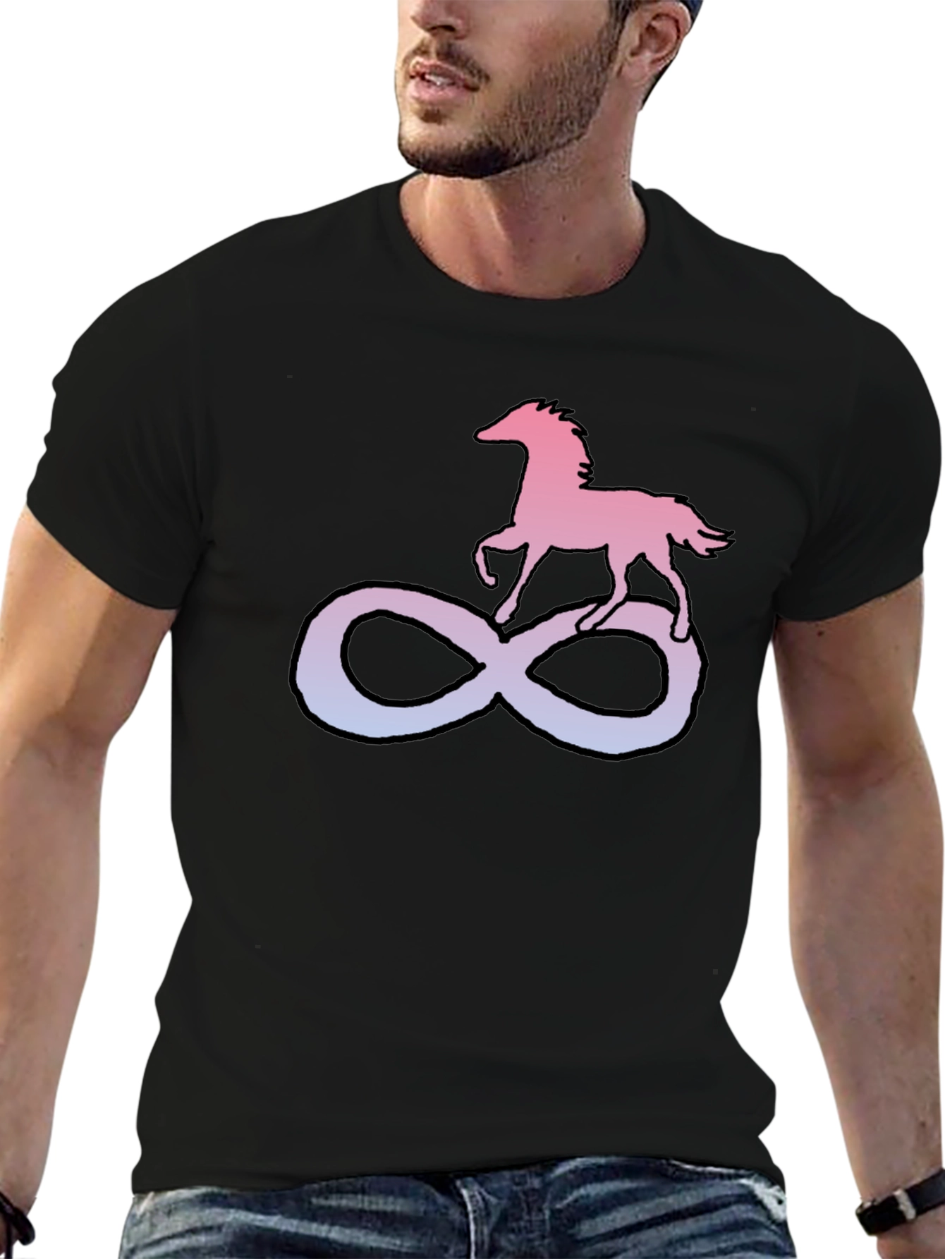 Horse Infinity Symbol Graphic Tee - Black