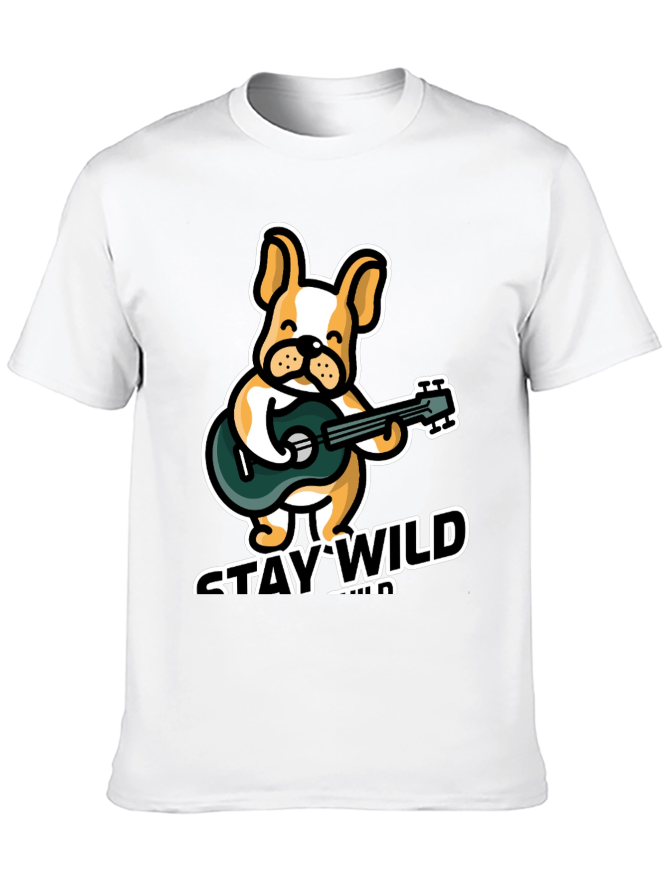 Stay Wild Bulldog Guitar T-Shirt