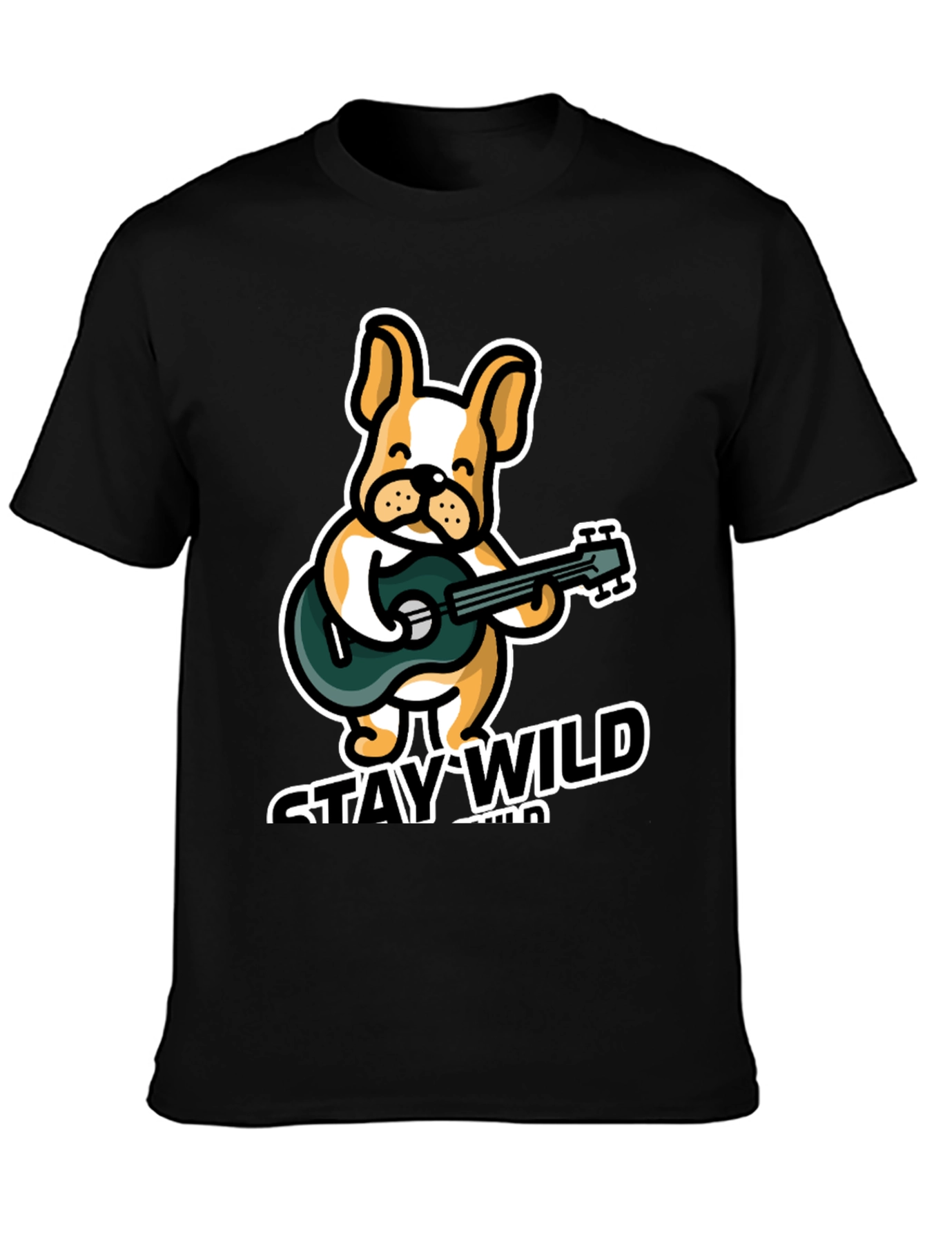 Stay Wild Bulldog Guitar T-Shirt