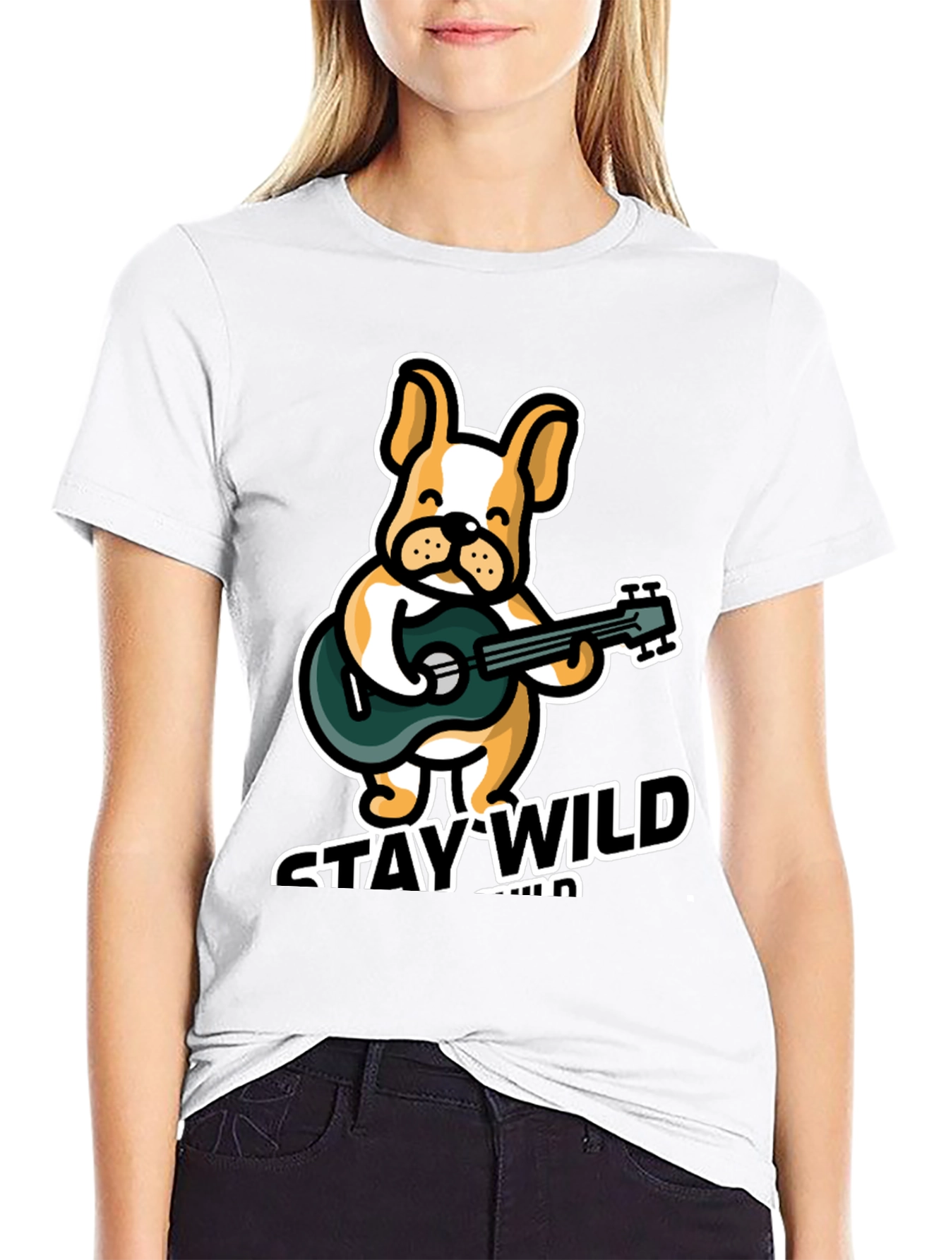 Stay Wild Bulldog Guitar T-Shirt