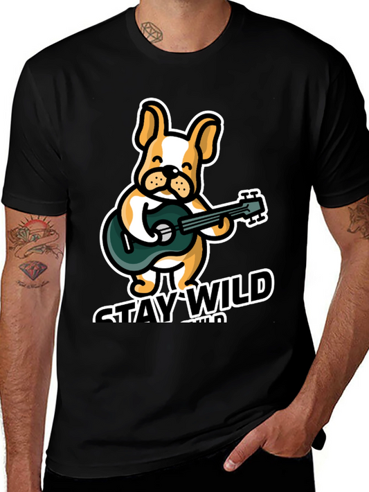 Stay Wild Bulldog Guitar T-Shirt