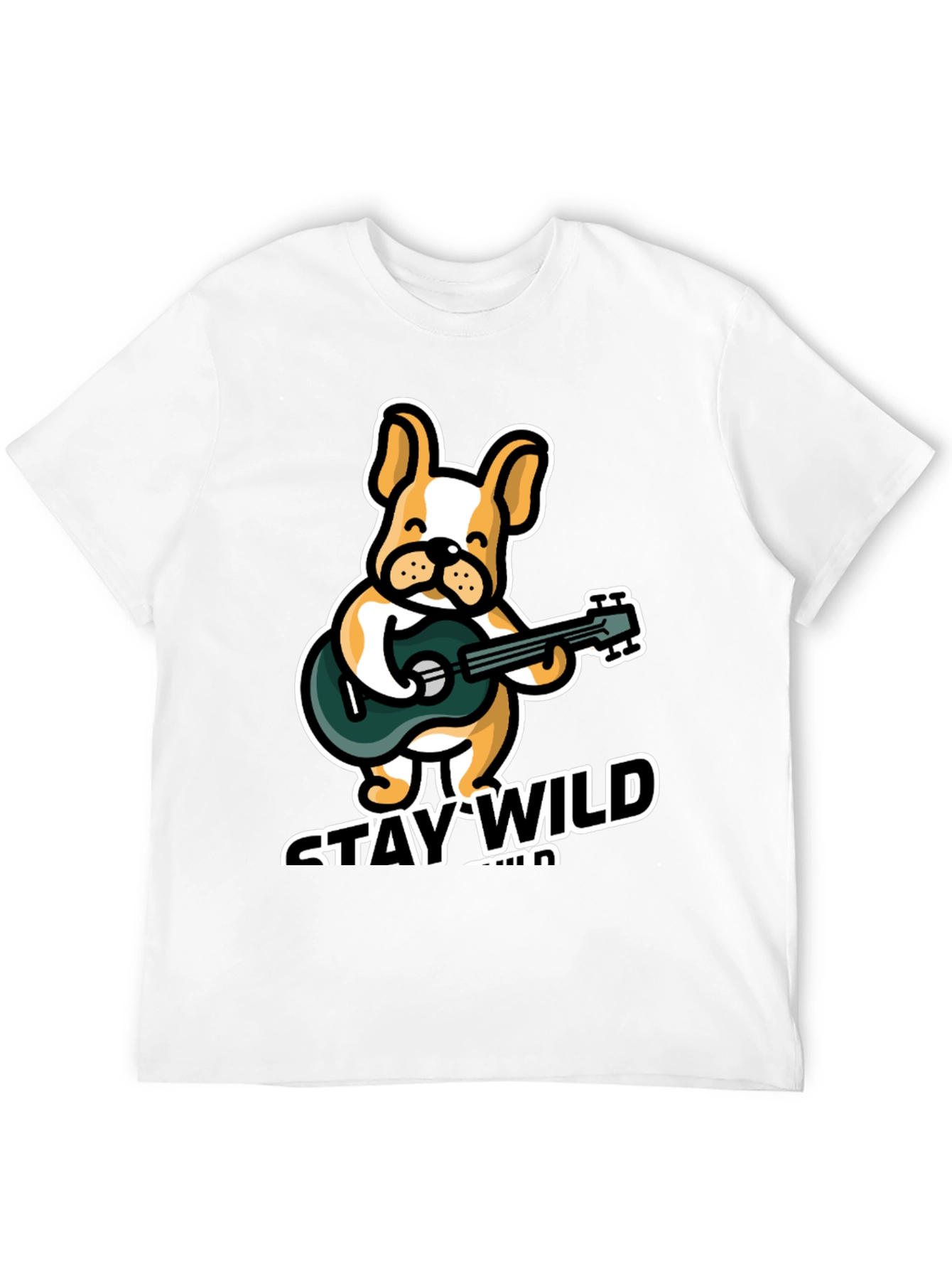 Stay Wild Bulldog Guitar T-Shirt
