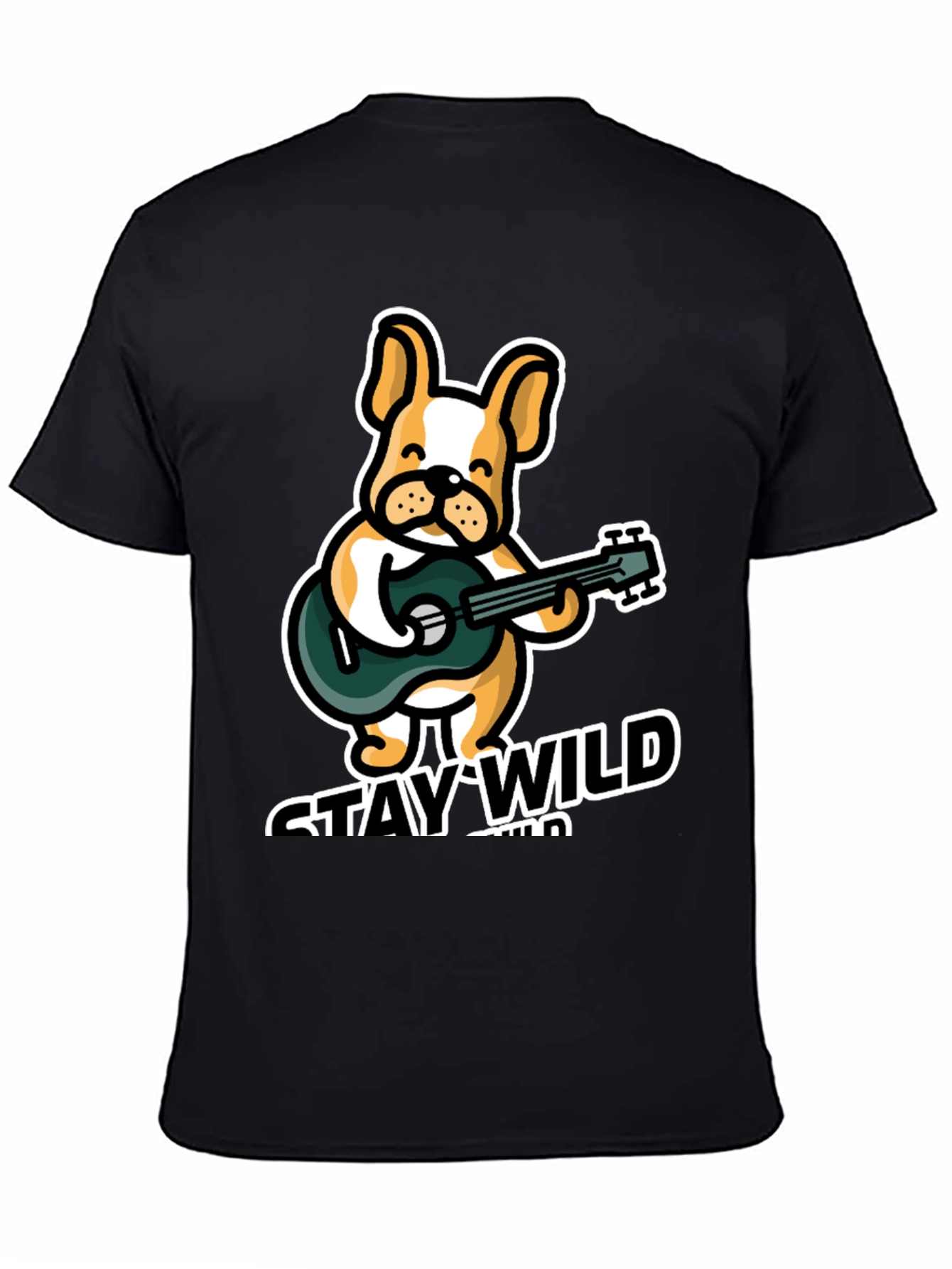 Stay Wild Bulldog Guitar T-Shirt