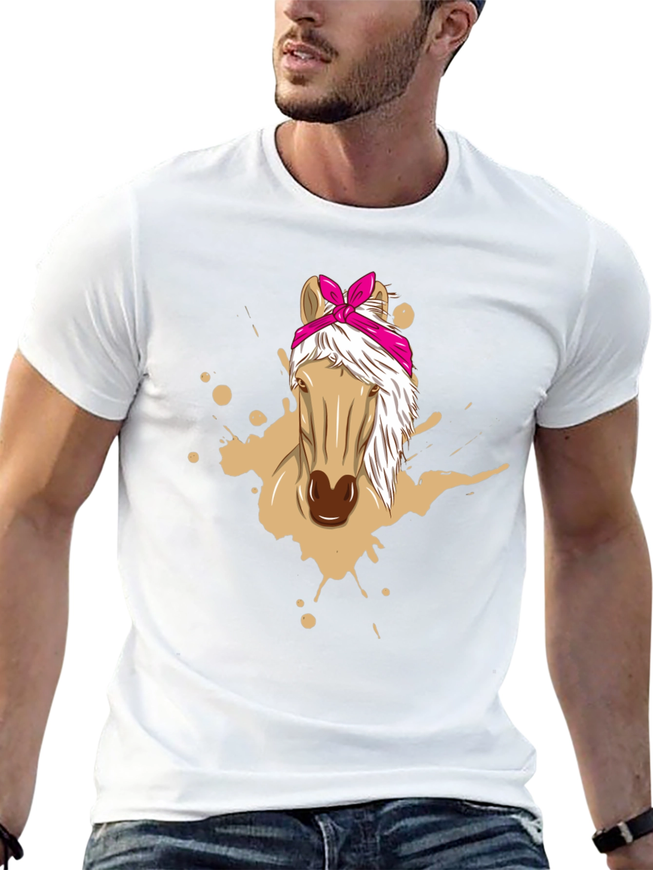 Horse Bandana Graphic Tee - Mens Black T-Shirt