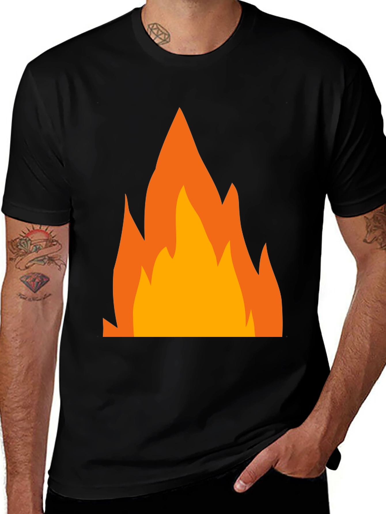 Fiery Graphic Tee - Bold Black T-Shirt