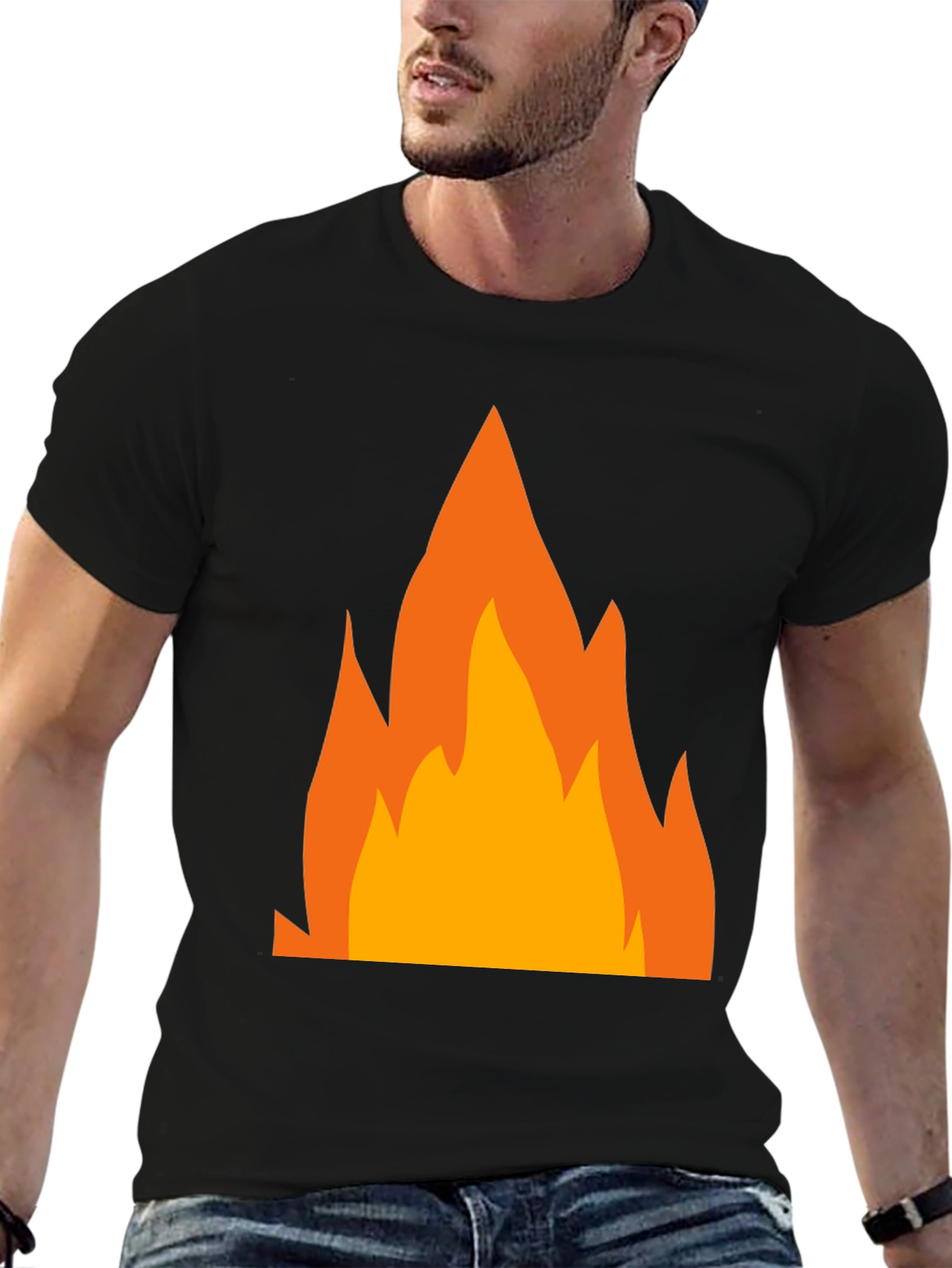 Fiery Graphic Tee - Bold Black T-Shirt