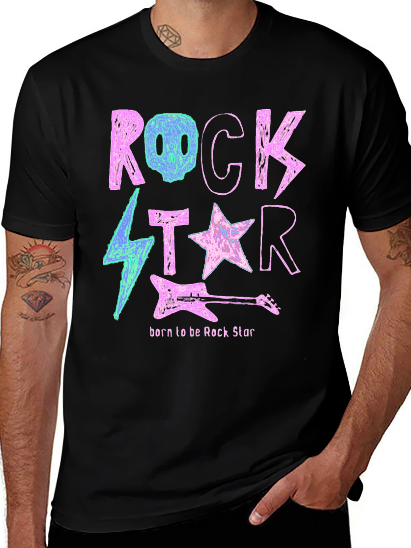 Rock Star Graphic Print Crew Neck T-Shirt