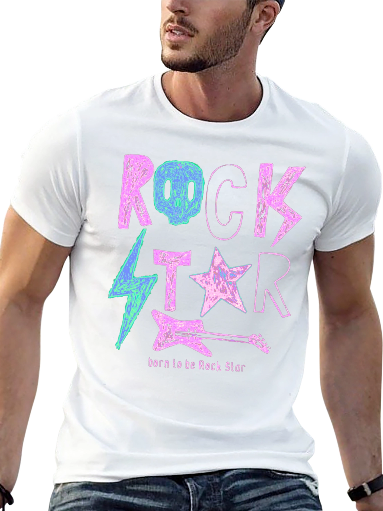 Rock Star Graphic Print Crew Neck T-Shirt