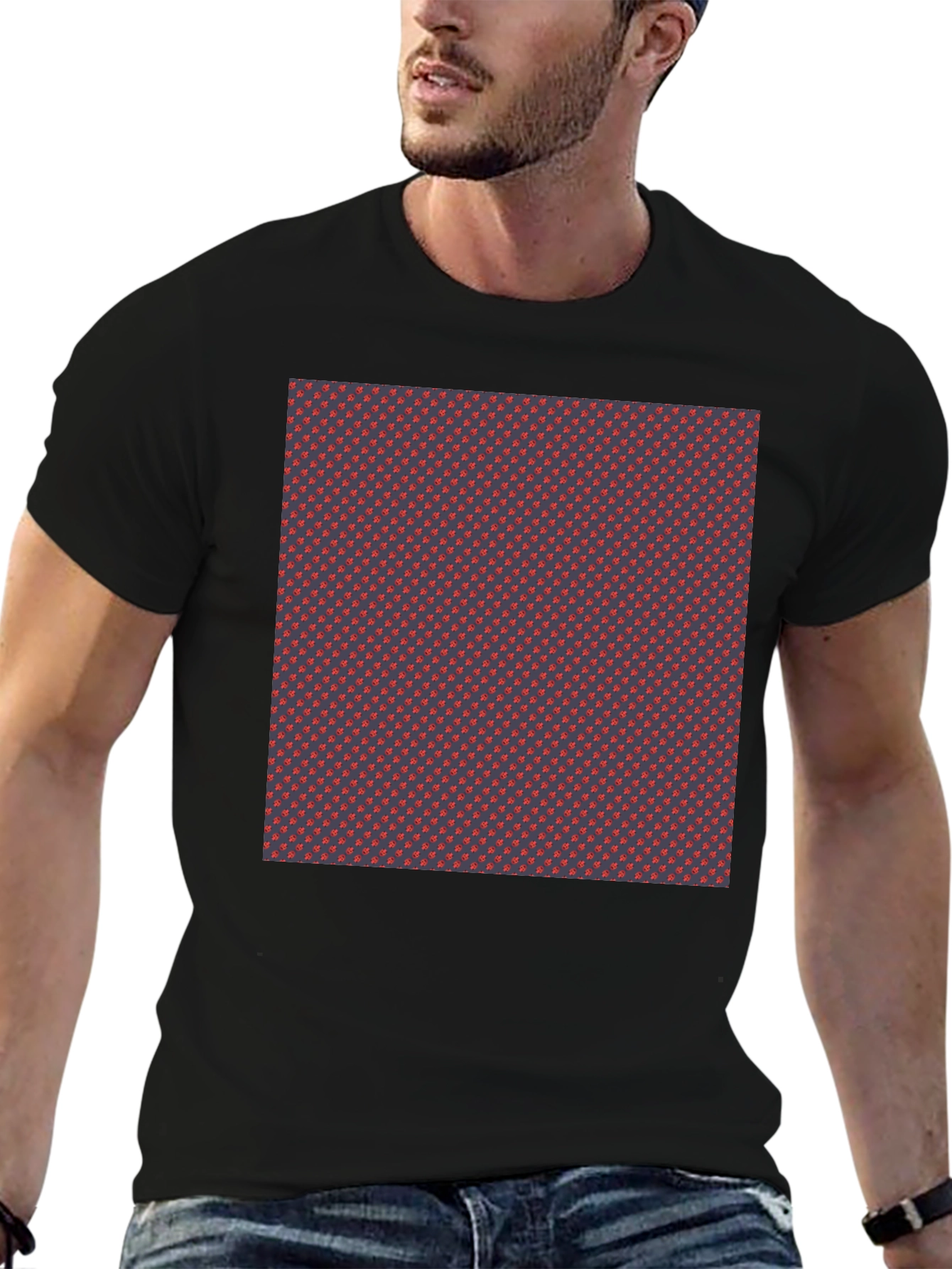 Patterned Crew Neck T-Shirt - Casual Style