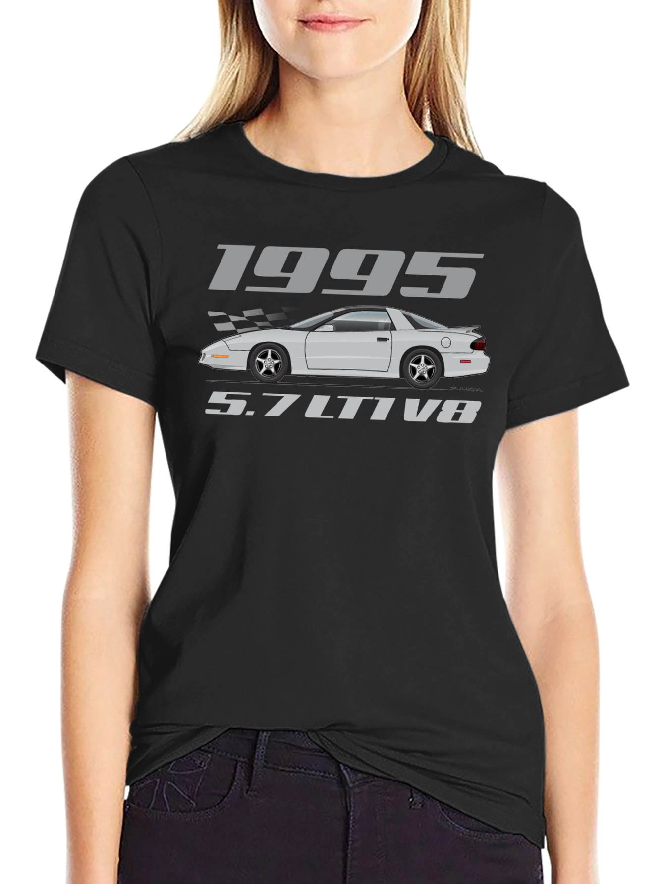 1995 5.7L LT1 V8 Car Graphic Black T-Shirt