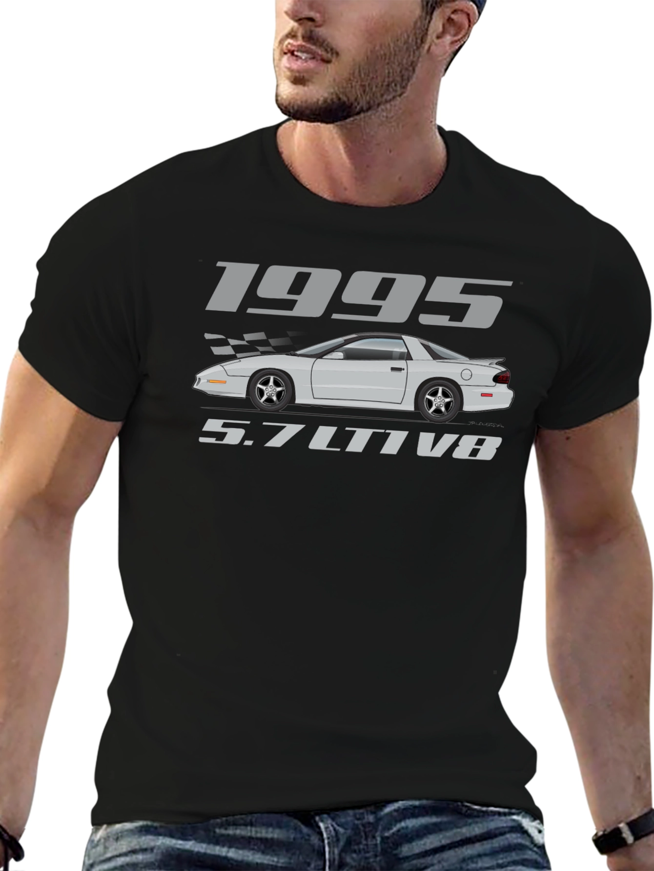 1995 5.7L LT1 V8 Car Graphic Black T-Shirt