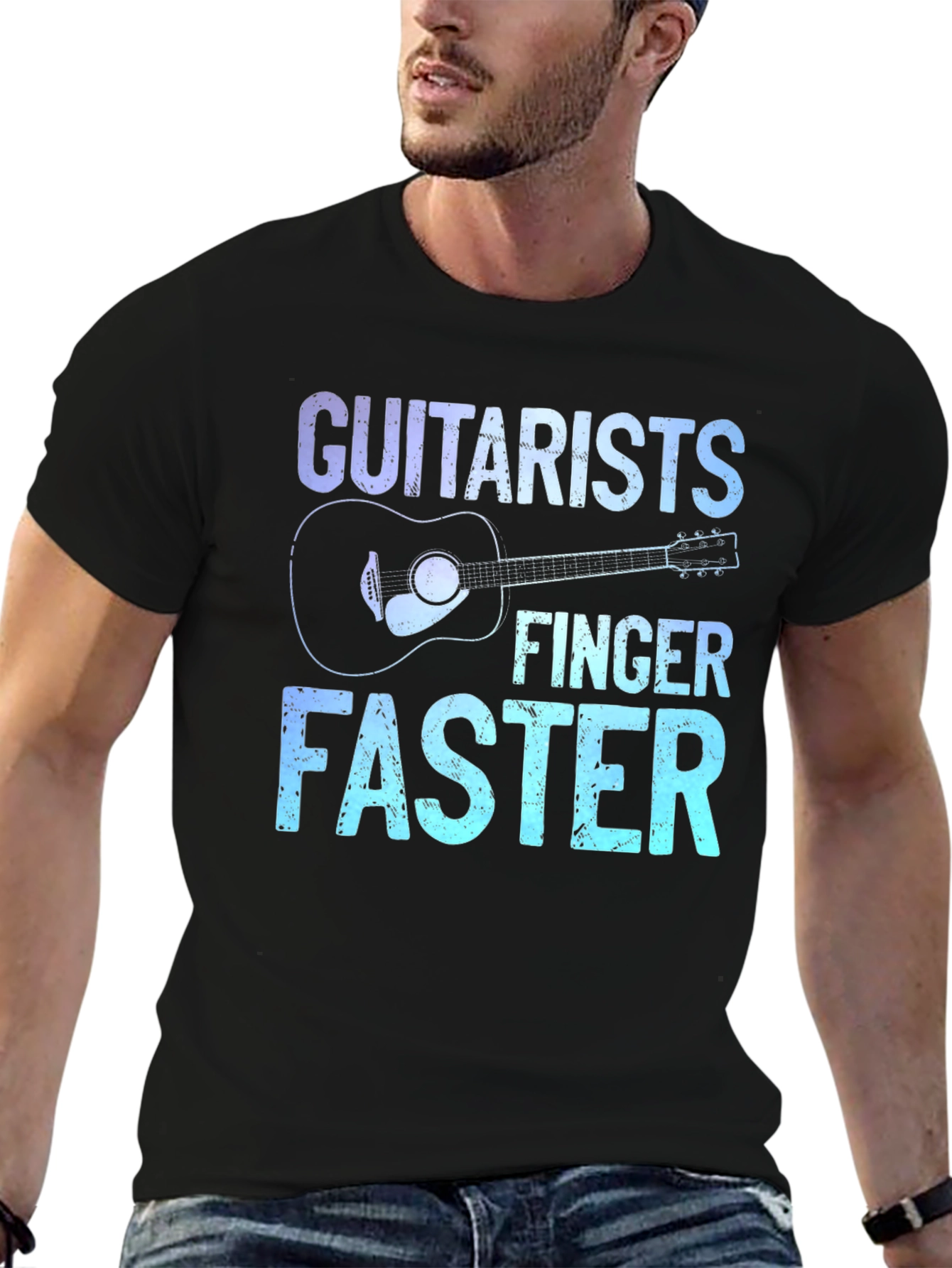 Guitarist Finger Faster Graphic T-Shirt - Music Lover Tee
