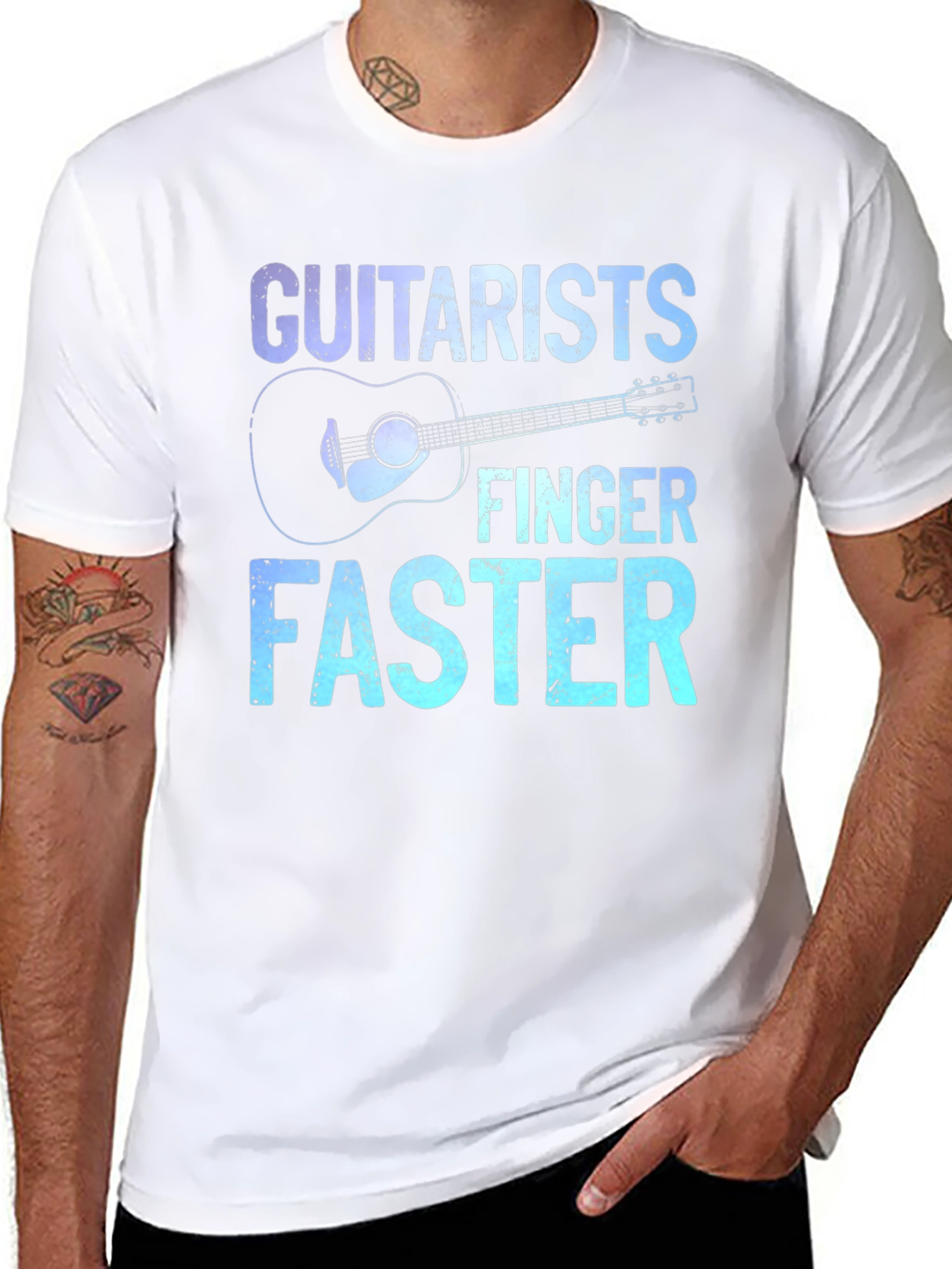 Guitarist Finger Faster Graphic T-Shirt - Music Lover Tee
