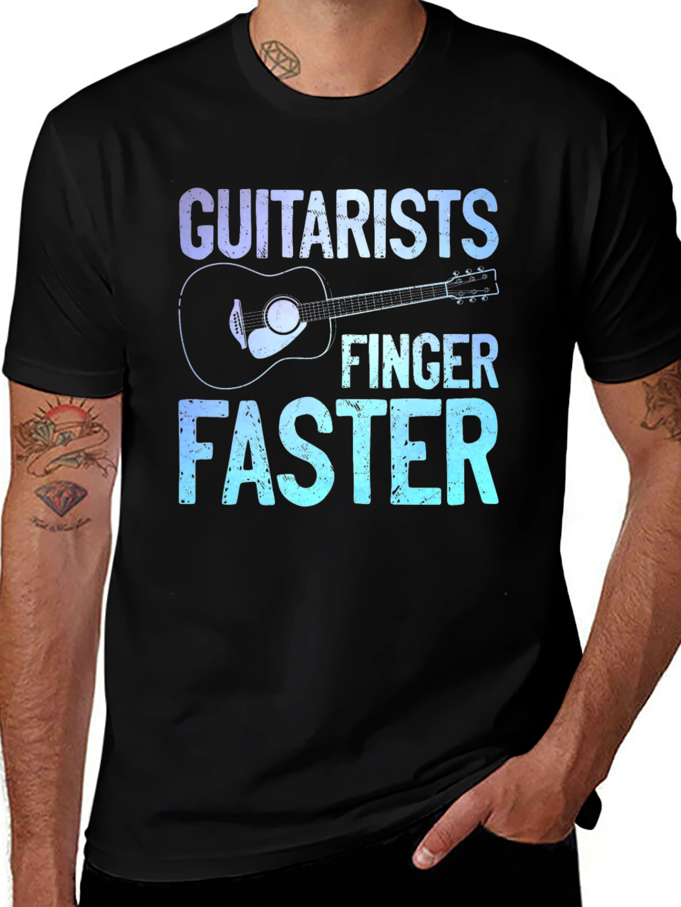 Guitarist Finger Faster Graphic T-Shirt - Music Lover Tee