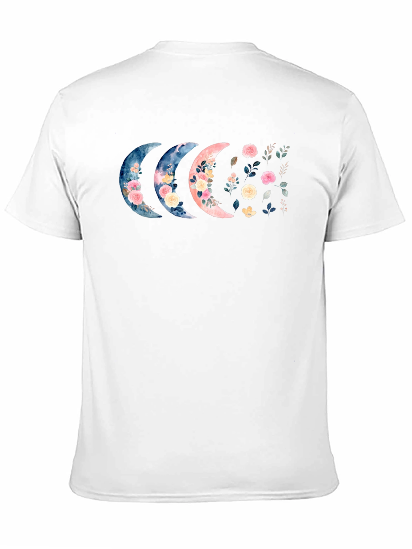 Floral Moon Phases Black T-Shirt